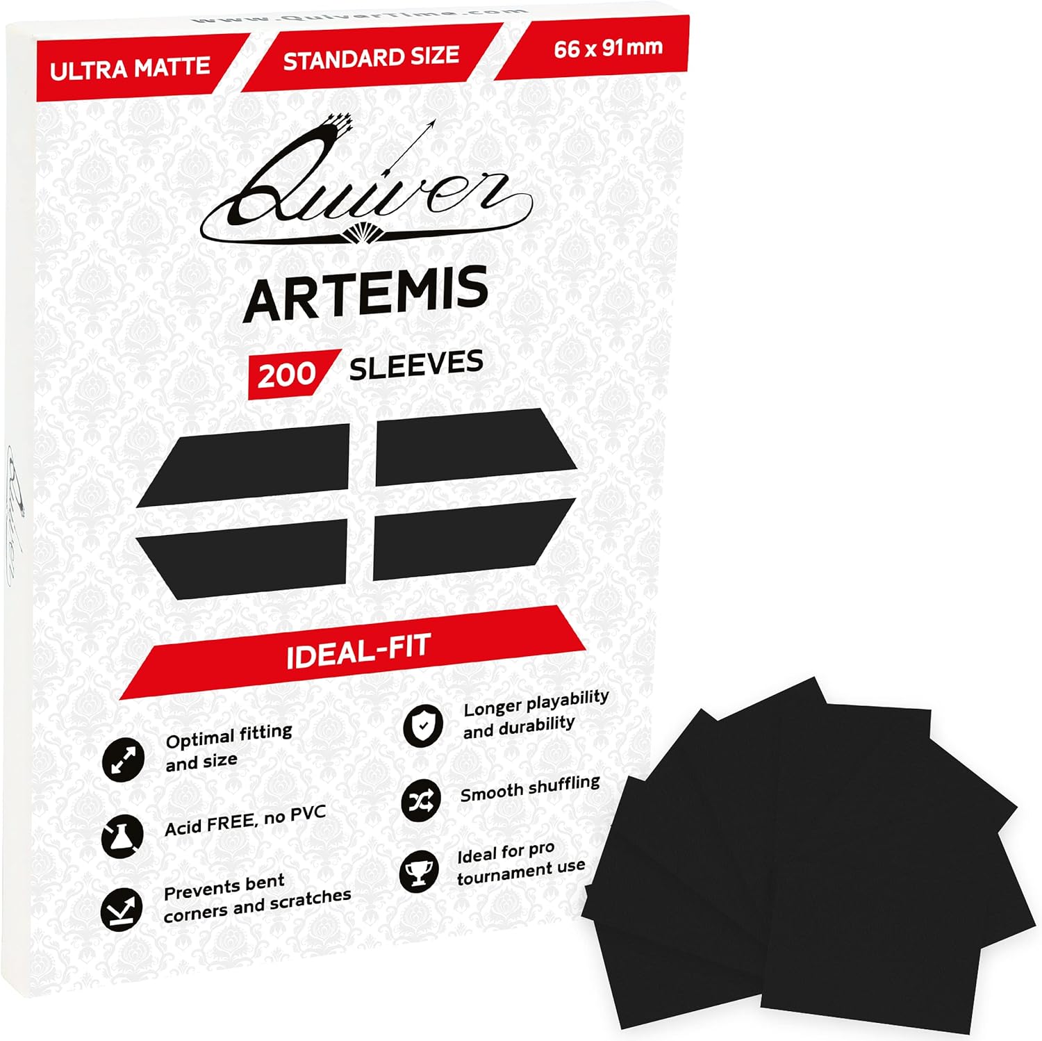 Quiver Time 200 Artemis – Funda para cartas estándar, color negro, funda mate individual, protectores de tarjetas compatibles con Magic The