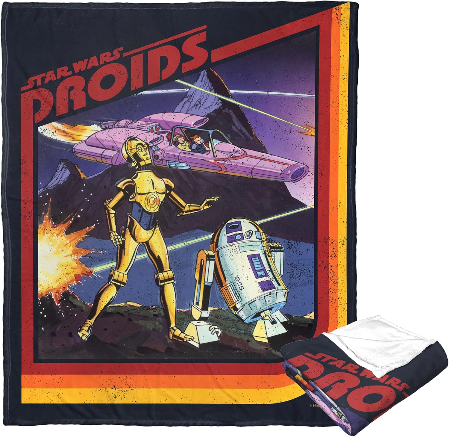Northwest Manta de seda táctil de Star Wars, 50 x 60 pulgadas, Droids retro