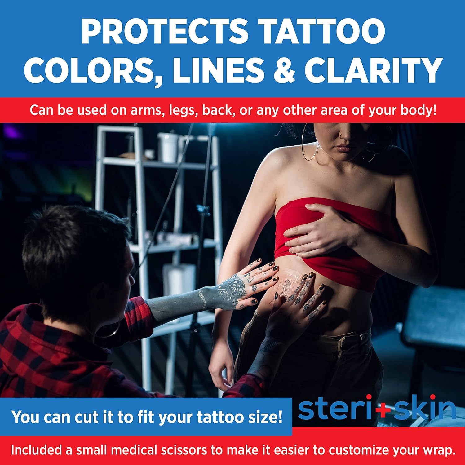 Vendaje de tatuaje para cuidado posterior, 6 pulgadas x 8 yardas, película sanitaria transparente, flexible y transpirable, cinta adhesiva