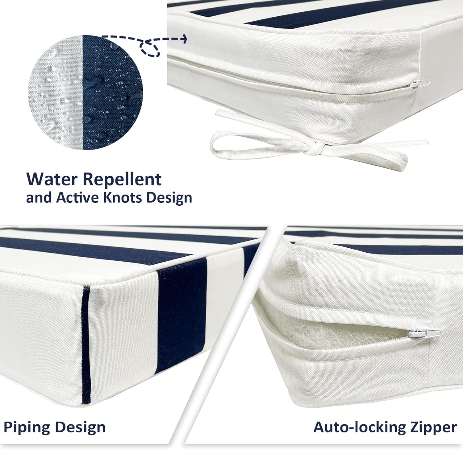 Melody Elephant Paquete de 2 fundas de cojín de repuesto para exteriores e interiores, repelentes al agua para sofá y banco, 20 x 20 x 4 pulgadas,