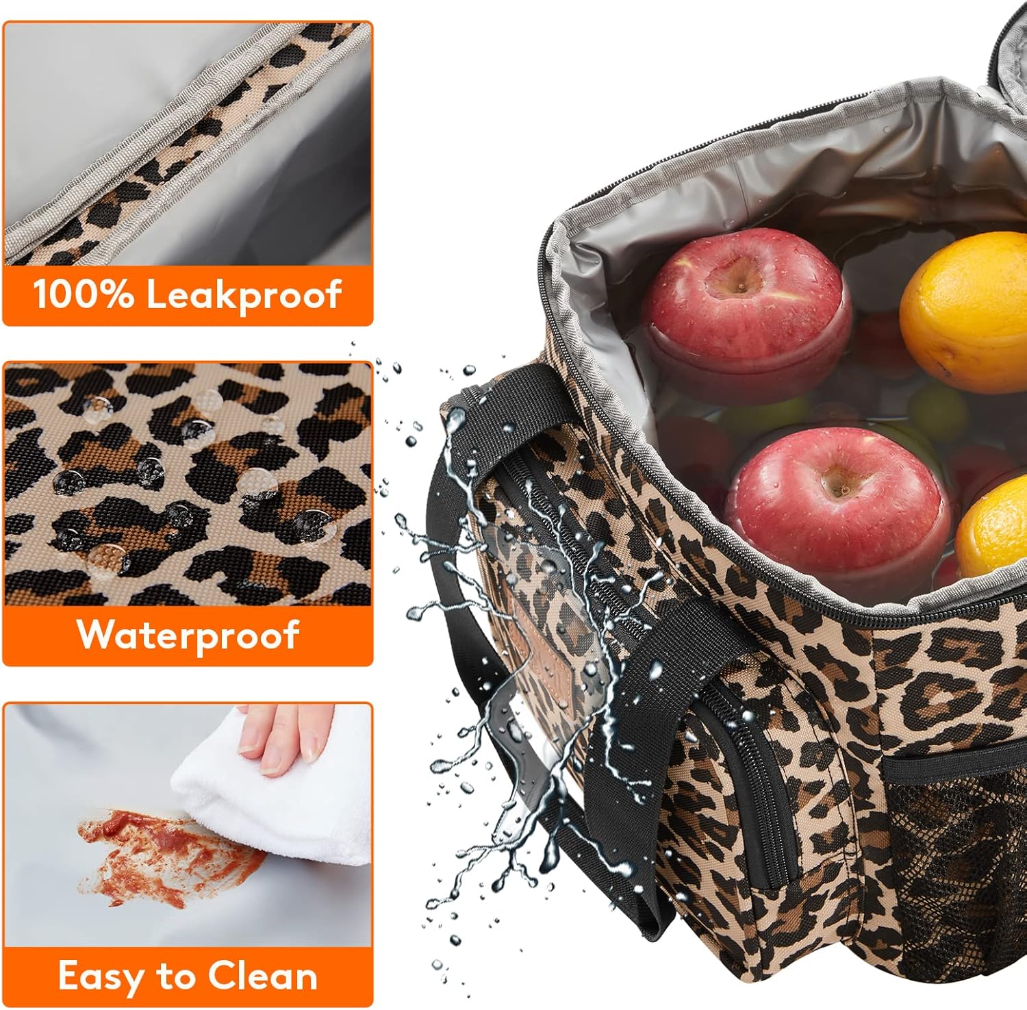 Lifewit Lonchera grande aislada, suave y refrigerante, para adultos, hombres y mujeres, leopardo, 12 latas (8.5 L)