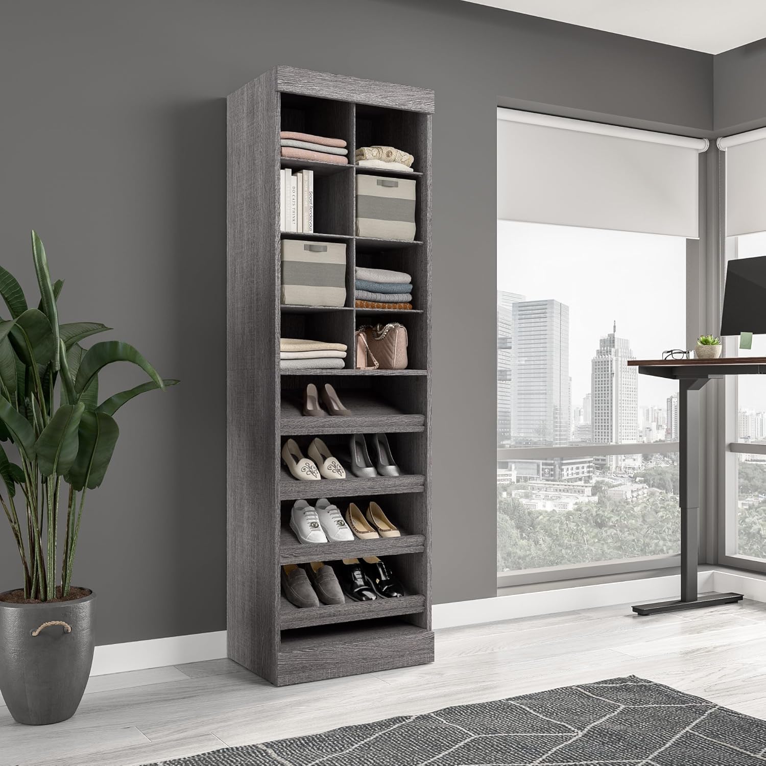 Bestar Pur Closet Organizador de zapatos, 25 W, color gris ladrido