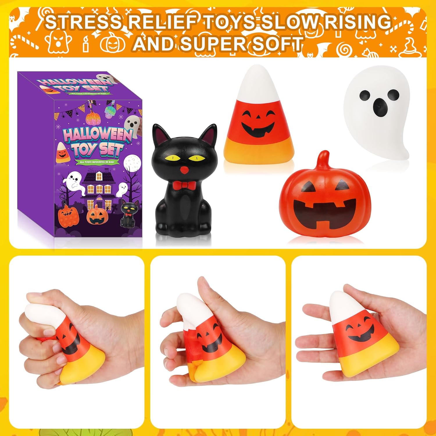 Juguetes para ansiedad de Halloween, juegos de juguetes sensoriales para niños, alivio del estrés de Halloween, juguetes blandos de levantamiento