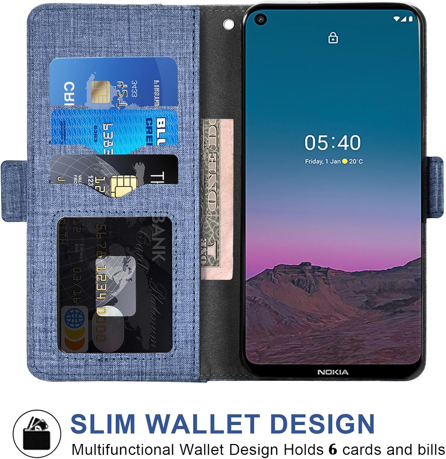 Asuwish Funda de teléfono para Nokia 5.4 TA1333 con protector de pantalla de vidrio templado y correa para la muñeca, soporte para tarjeta de