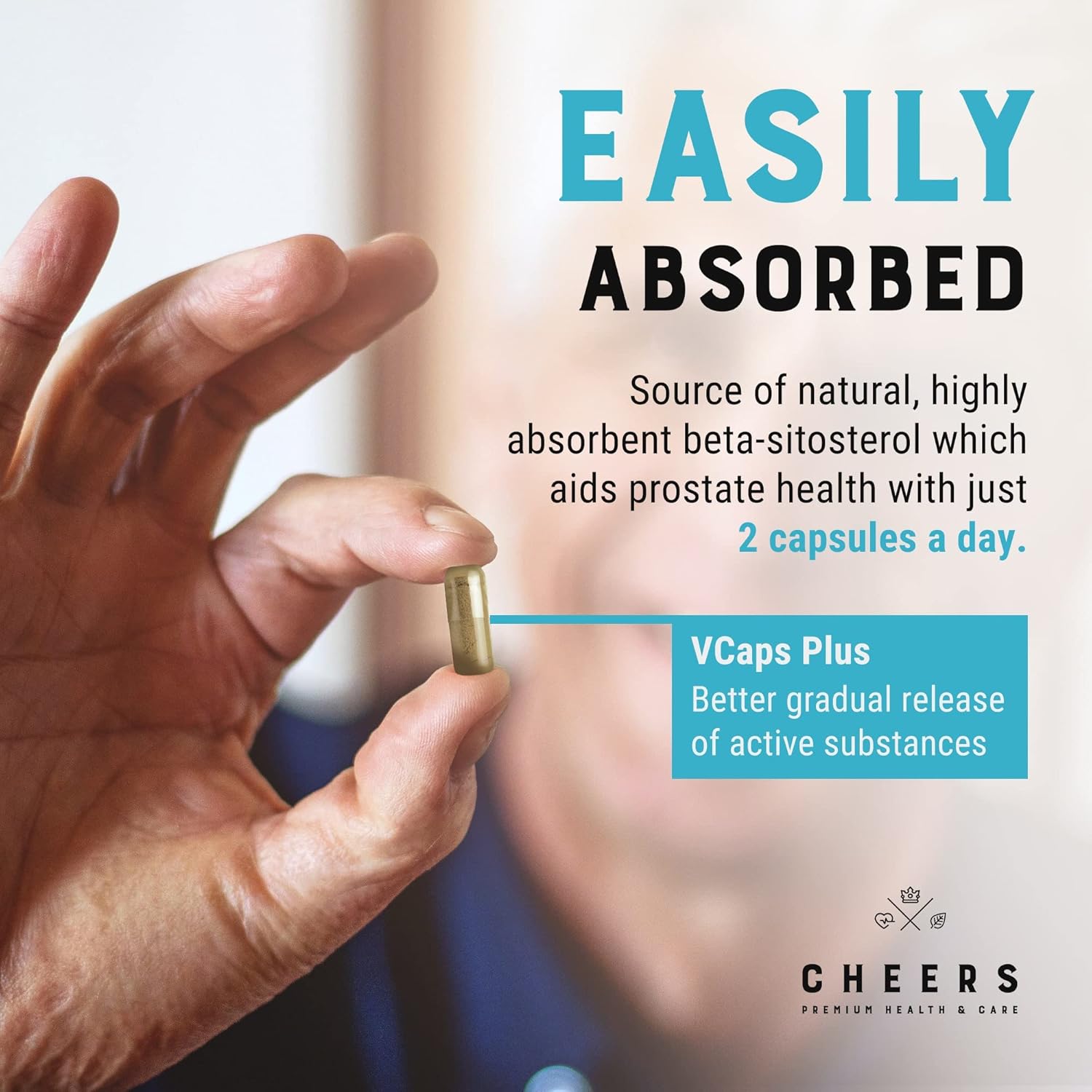 Cheers Complejo de próstata, fórmula, 60 cápsulas veganas para apoyo de la próstata y tracto urinario saludable, enriquecido con extractos de
