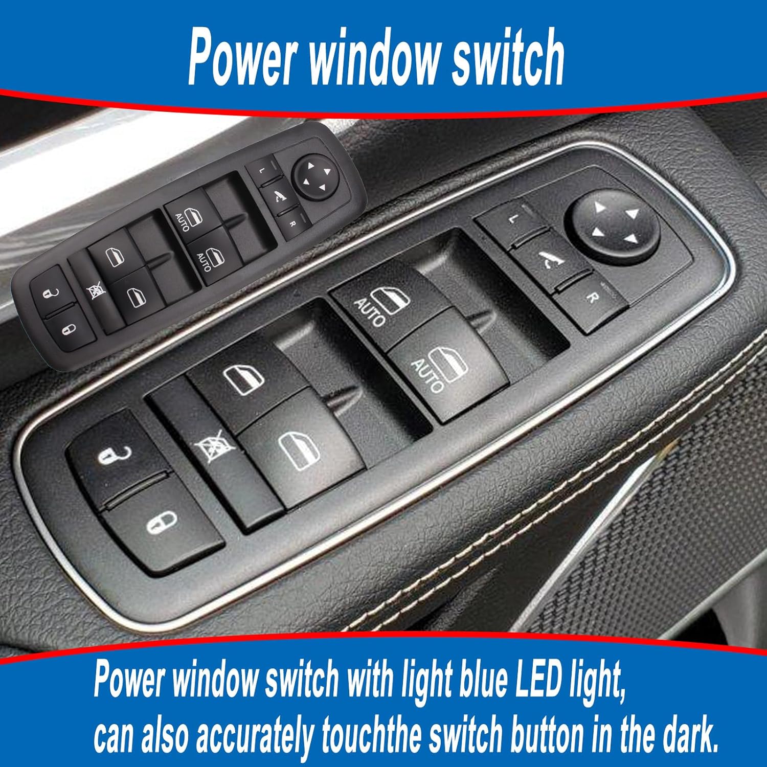 Interruptor de ventana eléctrica compatible con Chrysler 300 2011-2012 Dodge Journey 2016-2021 Ram 1500 2500 3500 2012 Reemplazo para 56046826AE