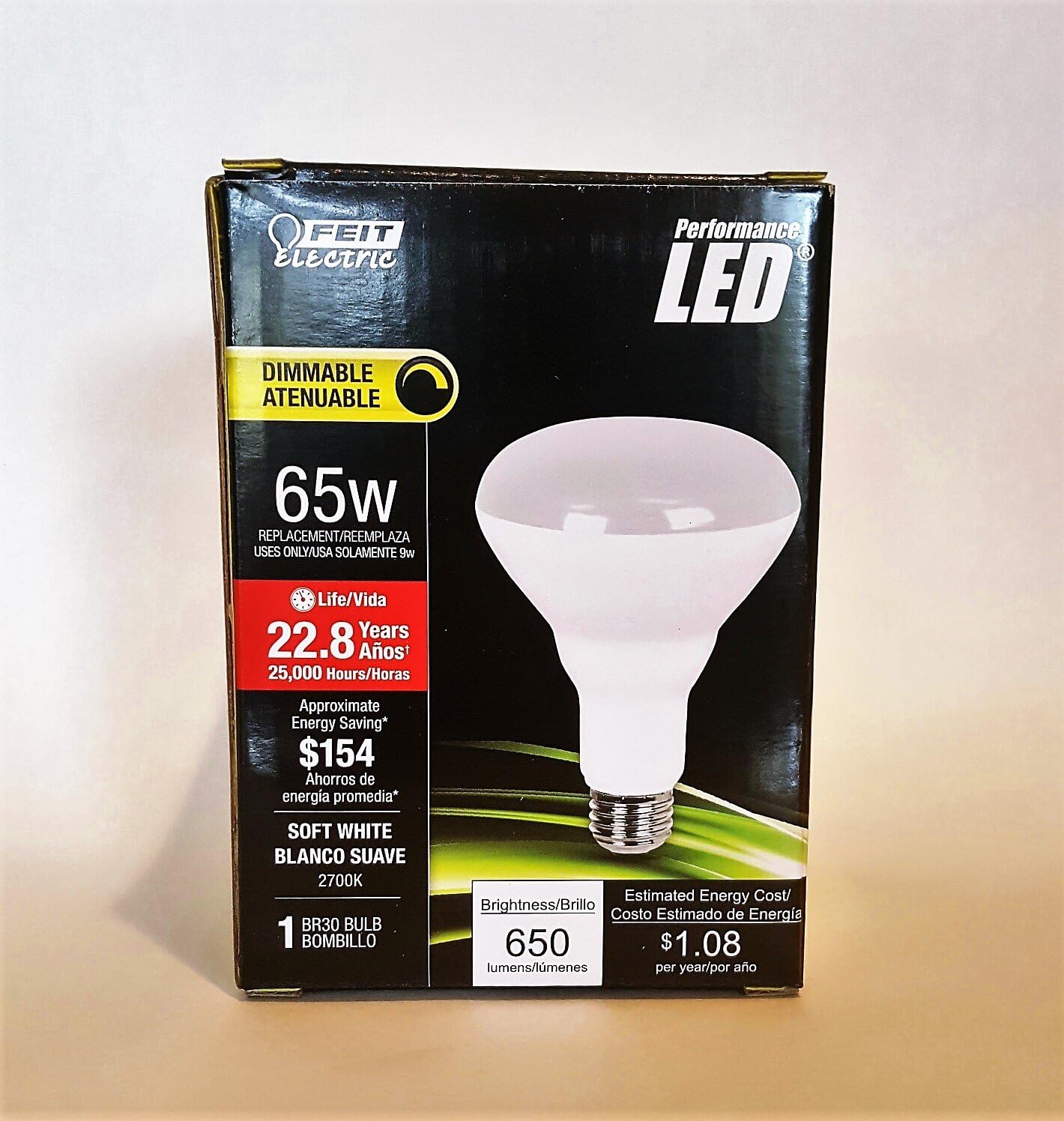 Feit Electric Br30dmledg2 Bombilla reflectora LED, 9 W, 120 V
