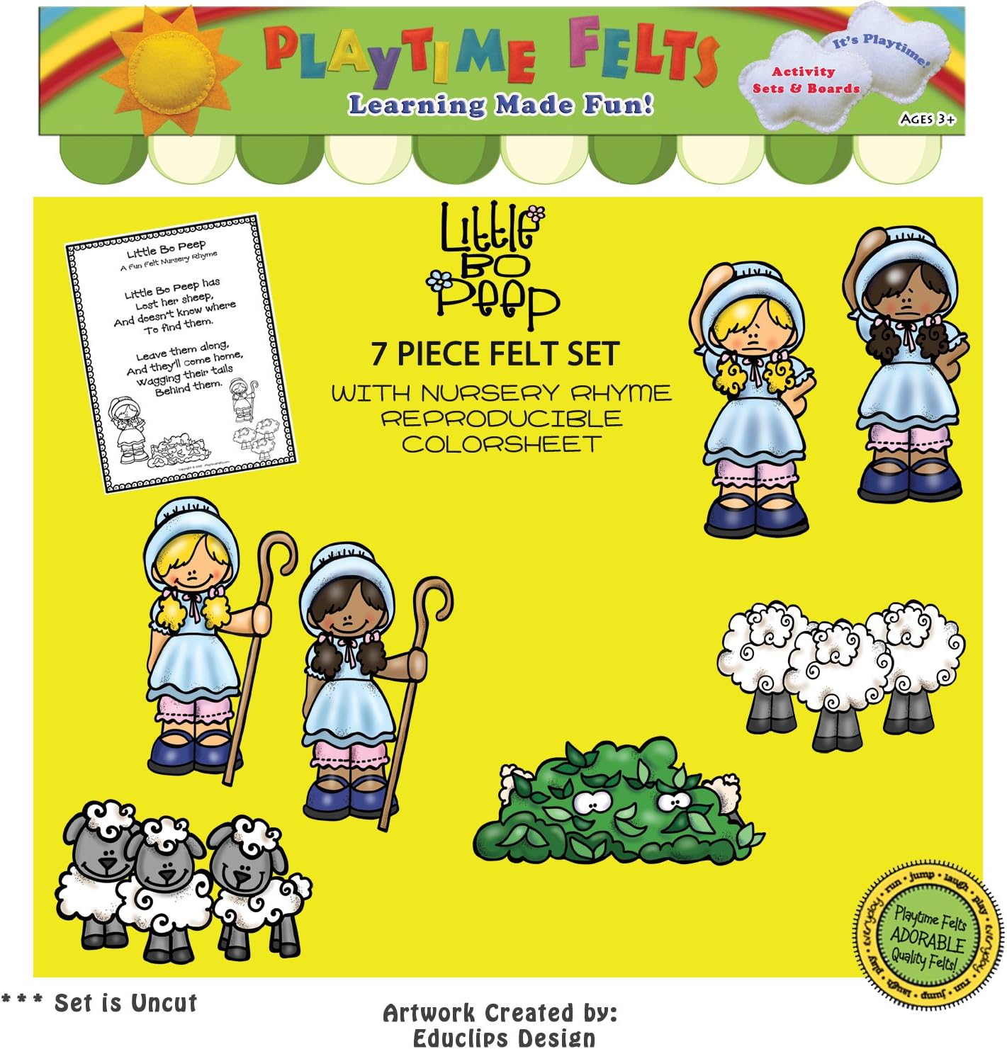 Figuras de fieltro Little Bo Peep Nursery Rhyme