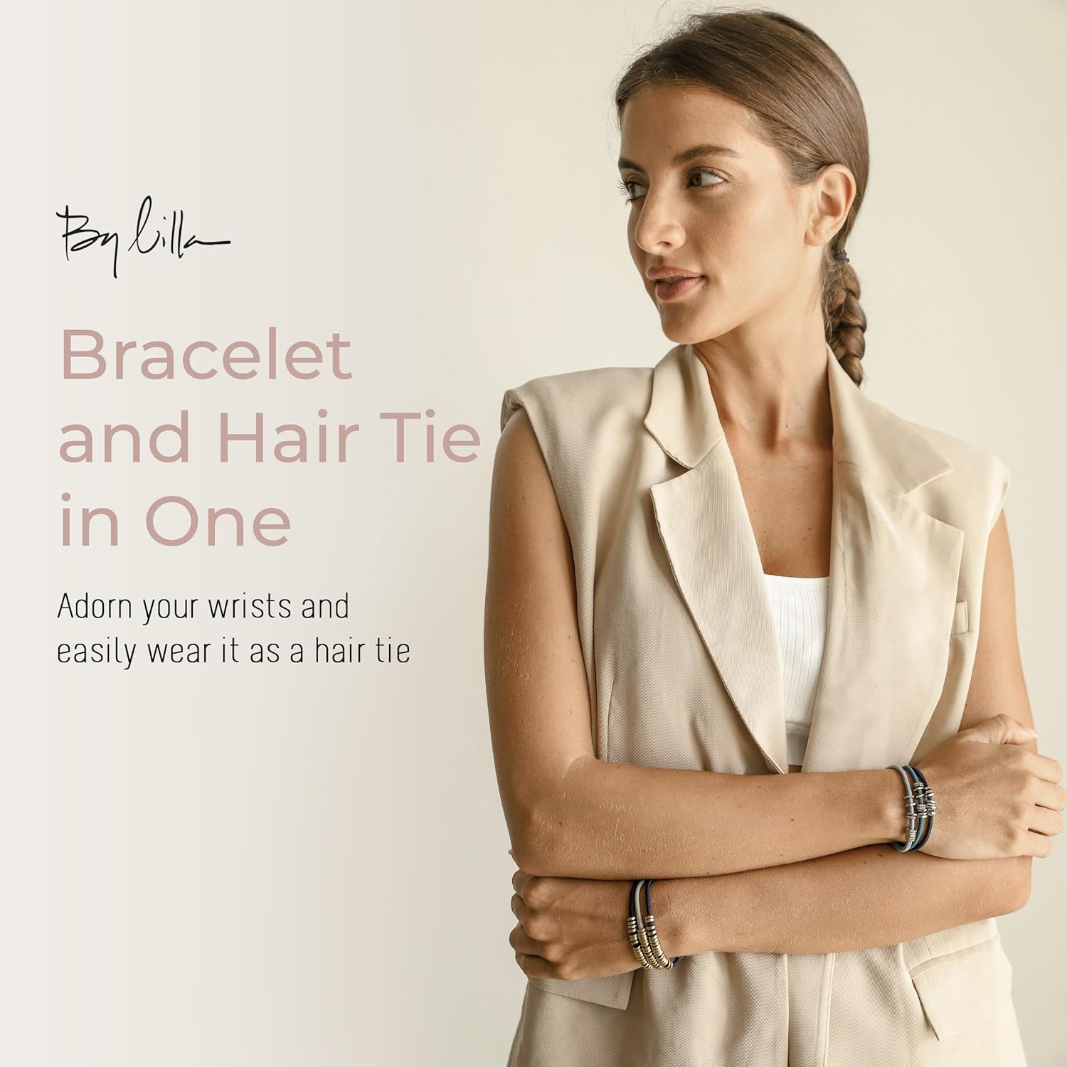 Bracelet Hair Ties – Cute Mothers Day Gifts for Mom – No Damage Hair Ties for Women – Disc Ponytail Holder, Set of 2 Hair Tie Bracelets – Disc-S
