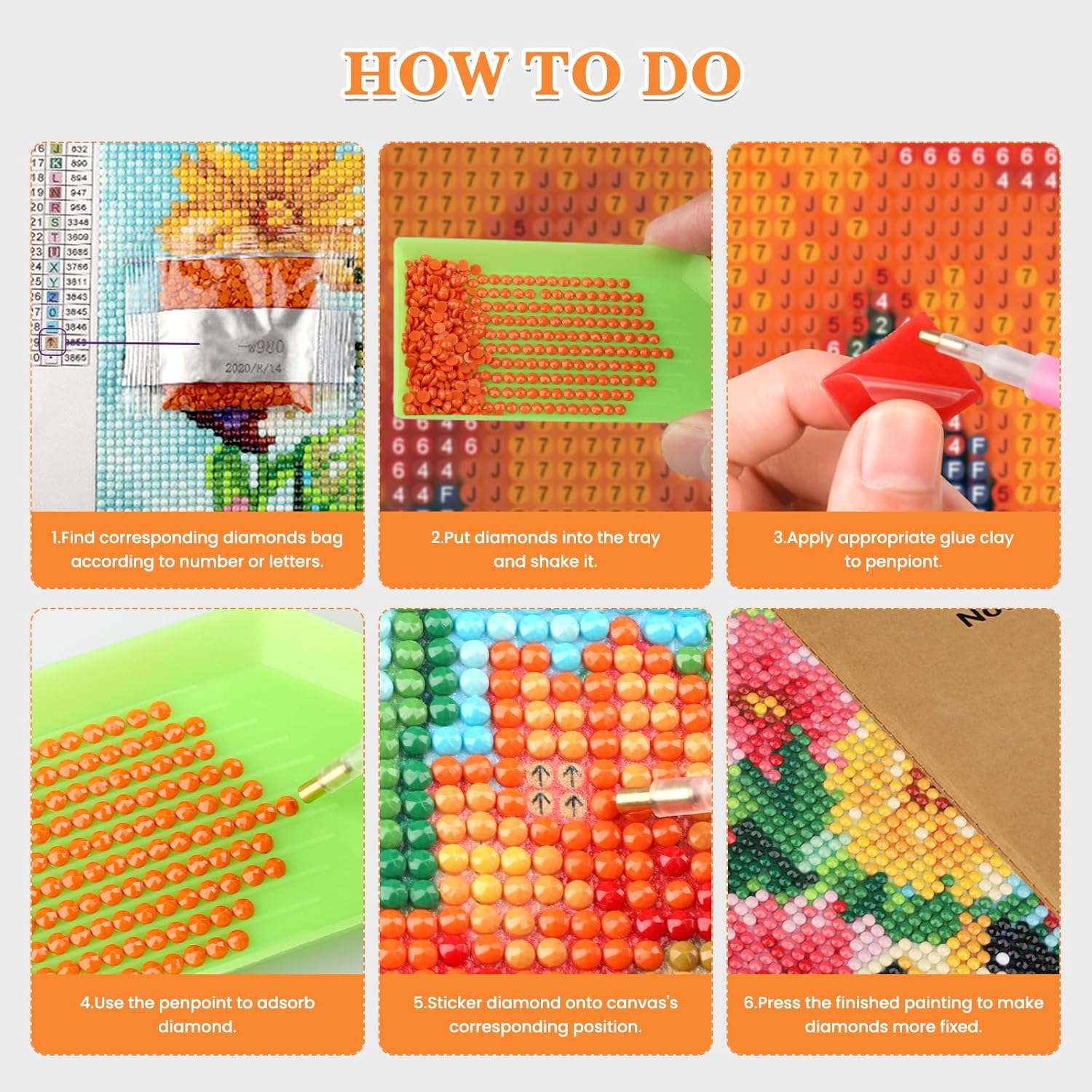 RICUVED Pintura artística de diamantes, kit de pintura de diamantes de conejo de Halloween para adultos, taladro redondo completo, calabazas de