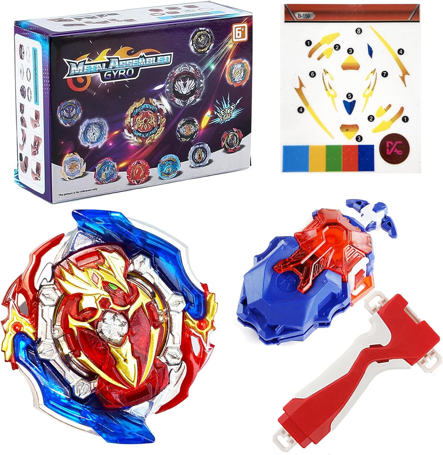 Zelzen Bey Burst Blade Gyro juguete, Bey Metal Fusion Spinning Battling Top Blades con lanzador de cuerda y asa, juegos de lucha de cumpleaños para
