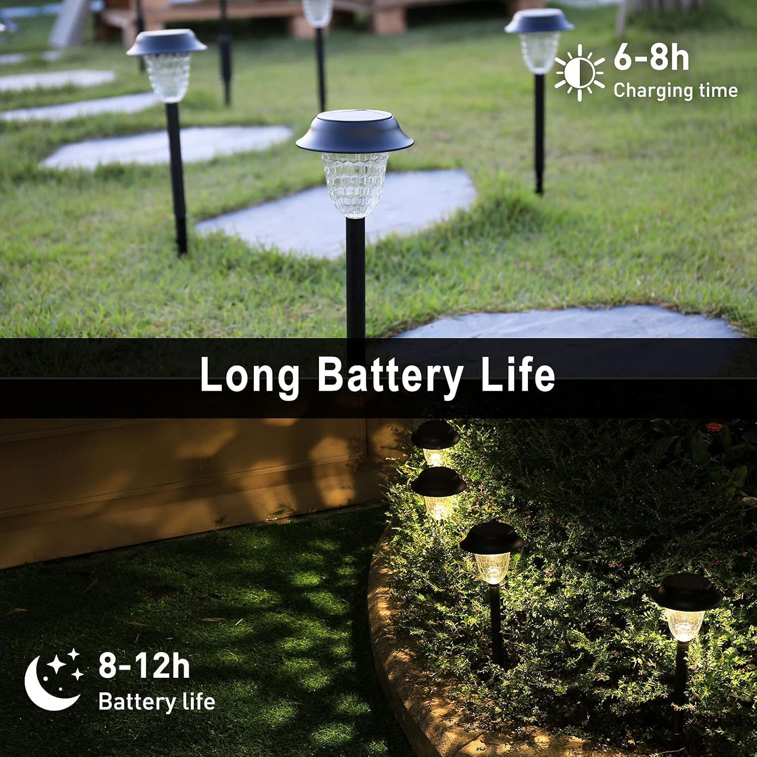Luces solares para exteriores, luces LED solares para senderos con 3 modos, luces solares impermeables IP66, luces de jardín alimentadas por energía