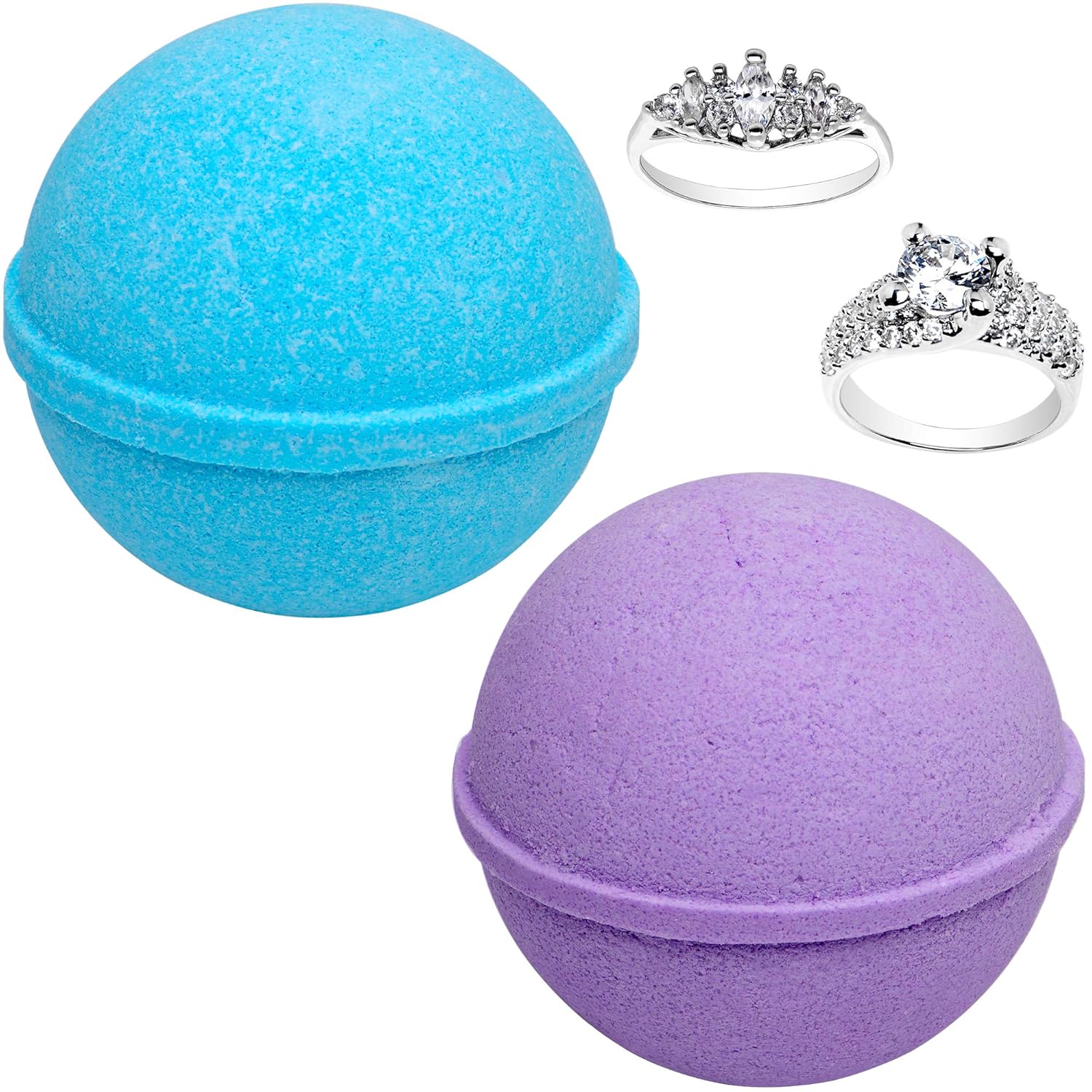 Ocean Breeze – Juego de 2 bombas de baño de lavanda con anillo tamaño 6 en el interior, cada una fabricada en Estados Unidos
