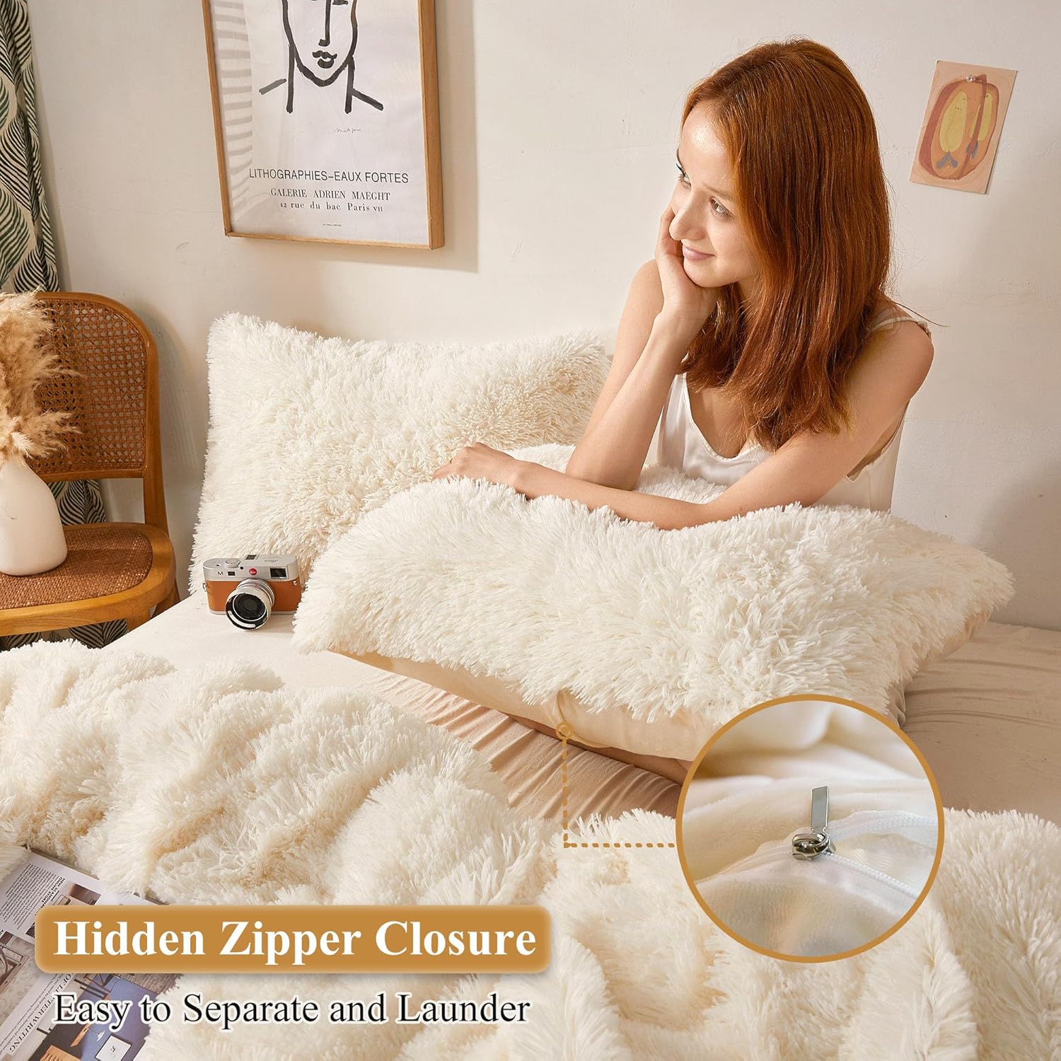 XeGe – Fundas de almohada de piel sintética y terciopelo de cristal esponjoso, ultra suaves con cierre de cremallera, 2 unidades