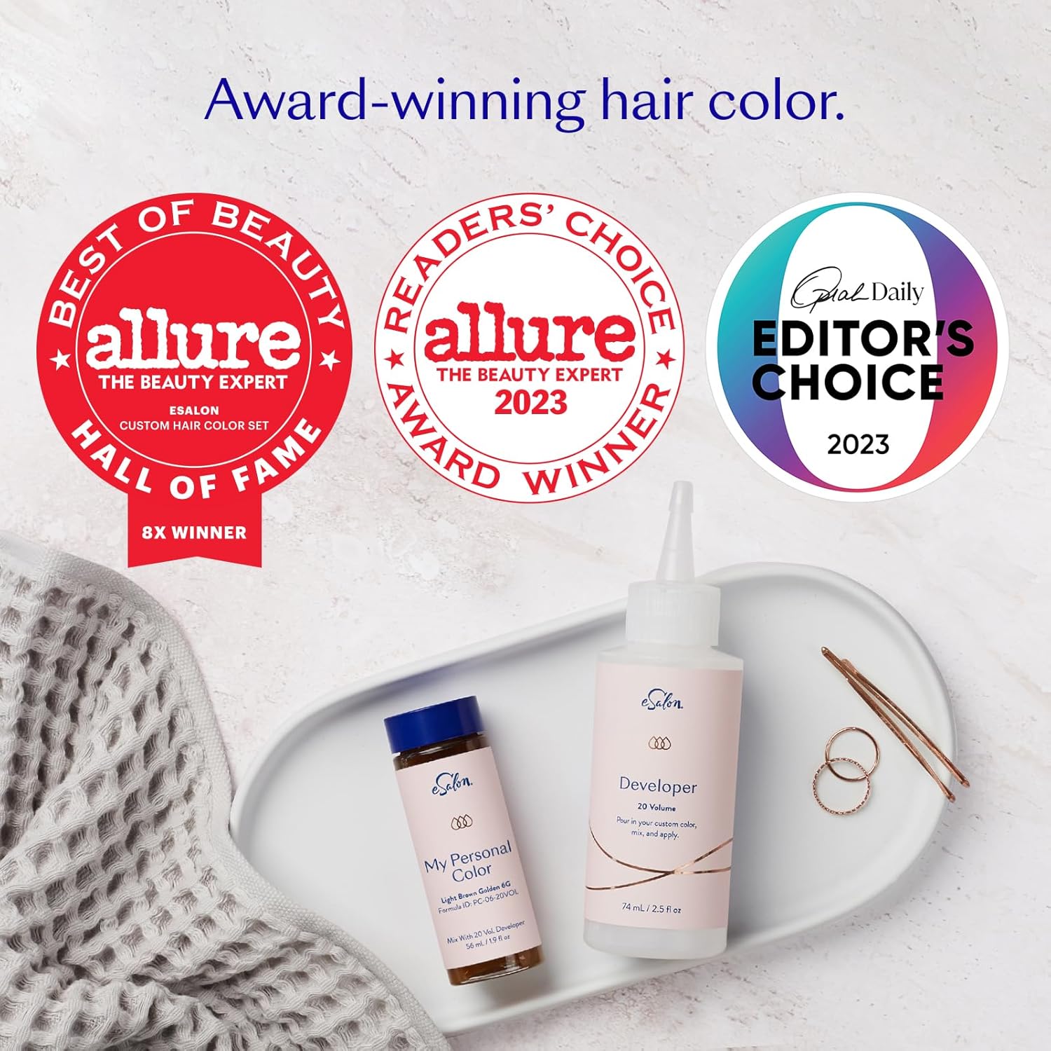 eSalon Kit completo de tinte permanente para el cabello y tinte para el cabello, rubio medio, fresa, kit de colorista personal para hasta un 100% de