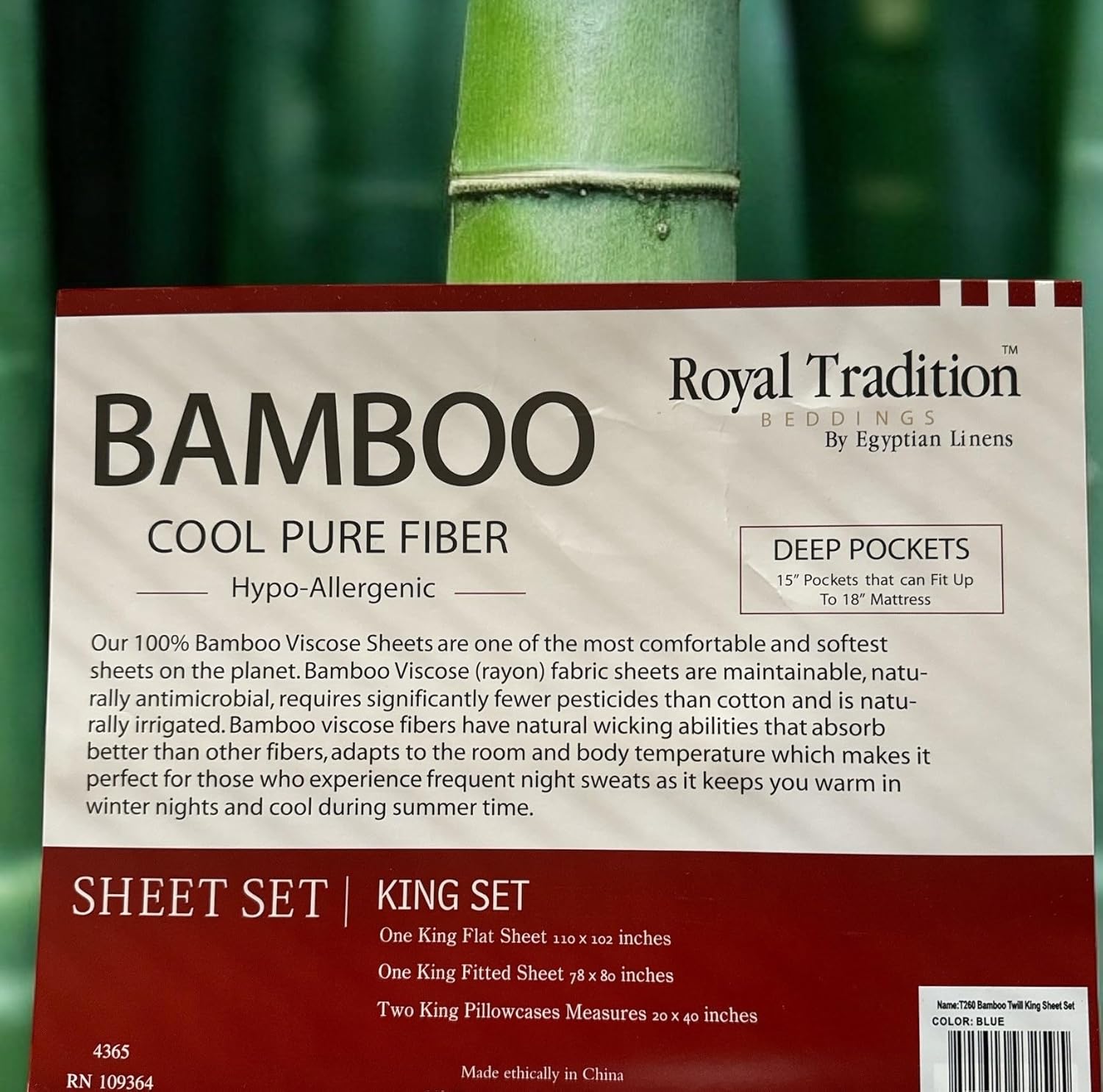 Royal Tradition Juego de sábanas 100% de bambú, supersuaves y frescas. Sábanas de viscosa de bambú., Bambú, Ivory, King