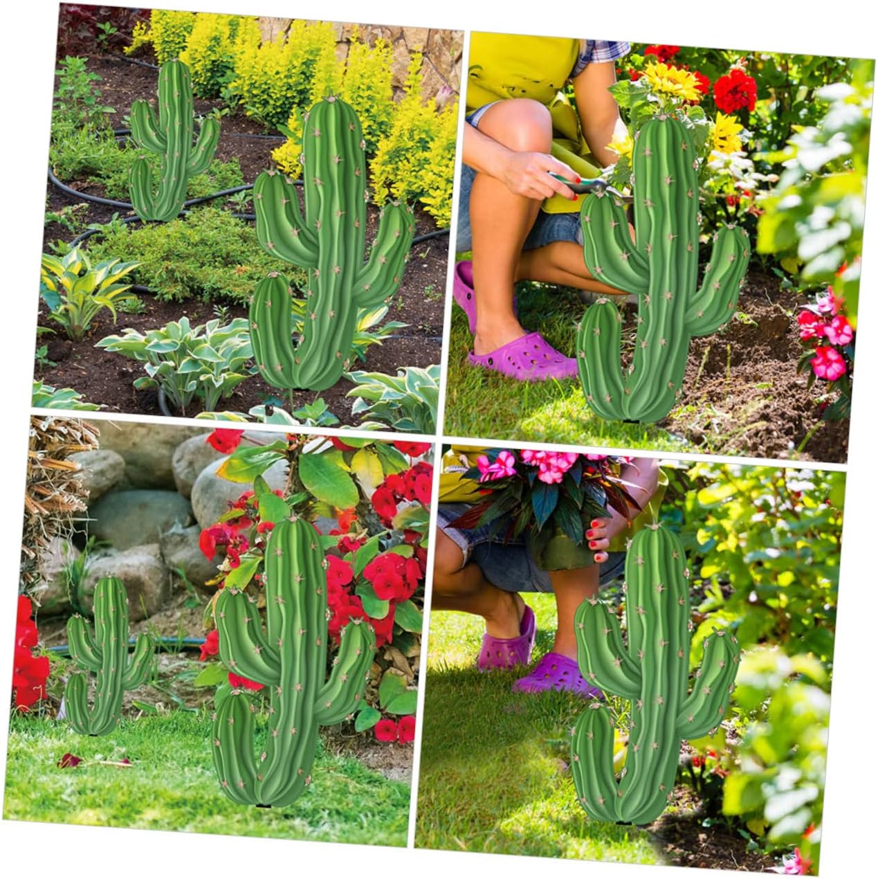 VILLCASE 2 piezas de cactus decoración de jardín decoración de cactus decoración de puerta exterior jardín estacas carteles cactus patio adorno