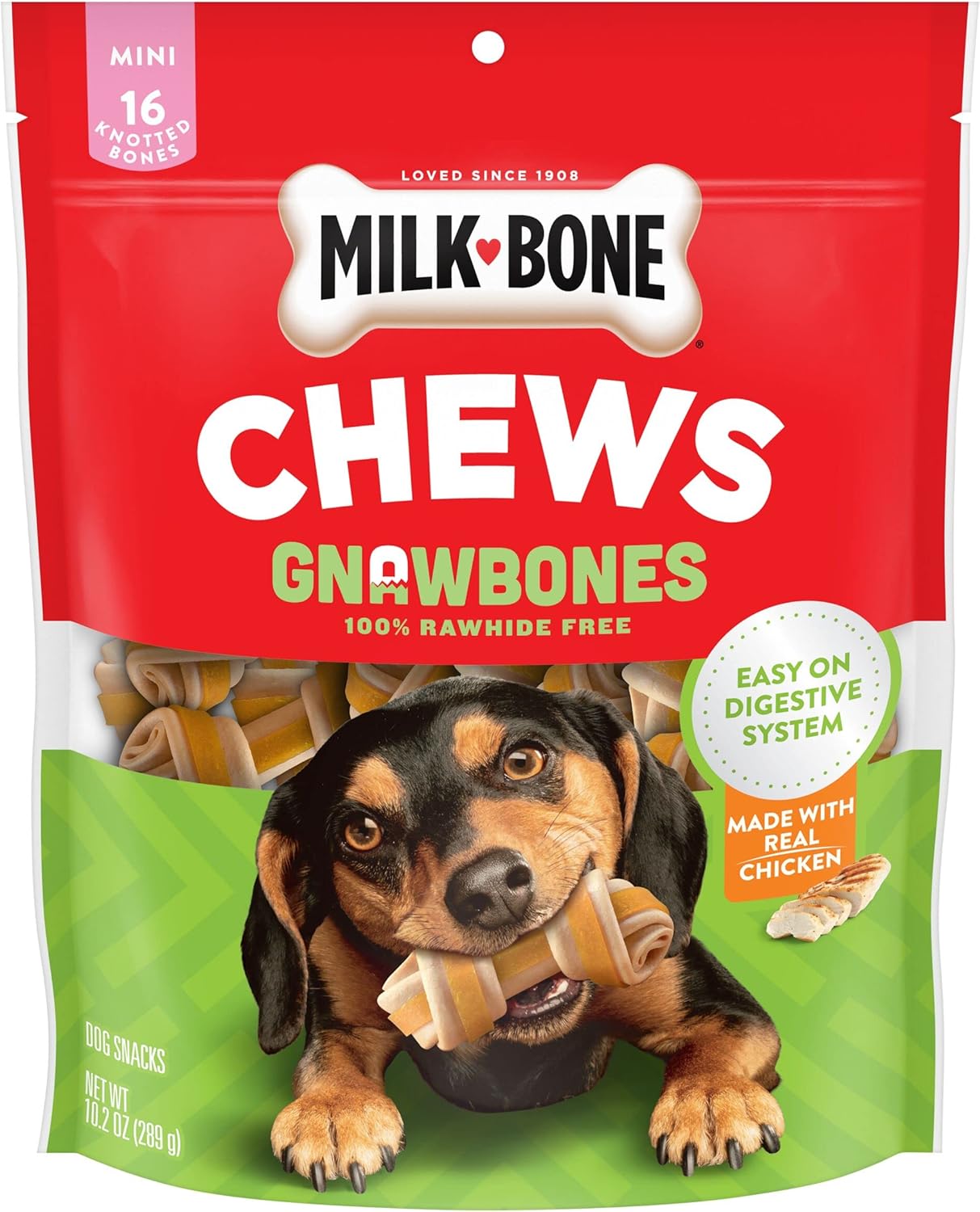 Milk-Bone – Huesos de roer para perros, de larga duración y sin piel cruda