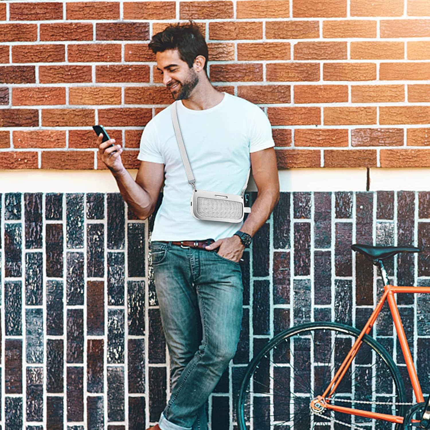 co2CREA Funda de silicona suave de repuesto para altavoz portátil Bose SoundLink Flex Bluetooth (funda de silicona, funda de humo blanco)