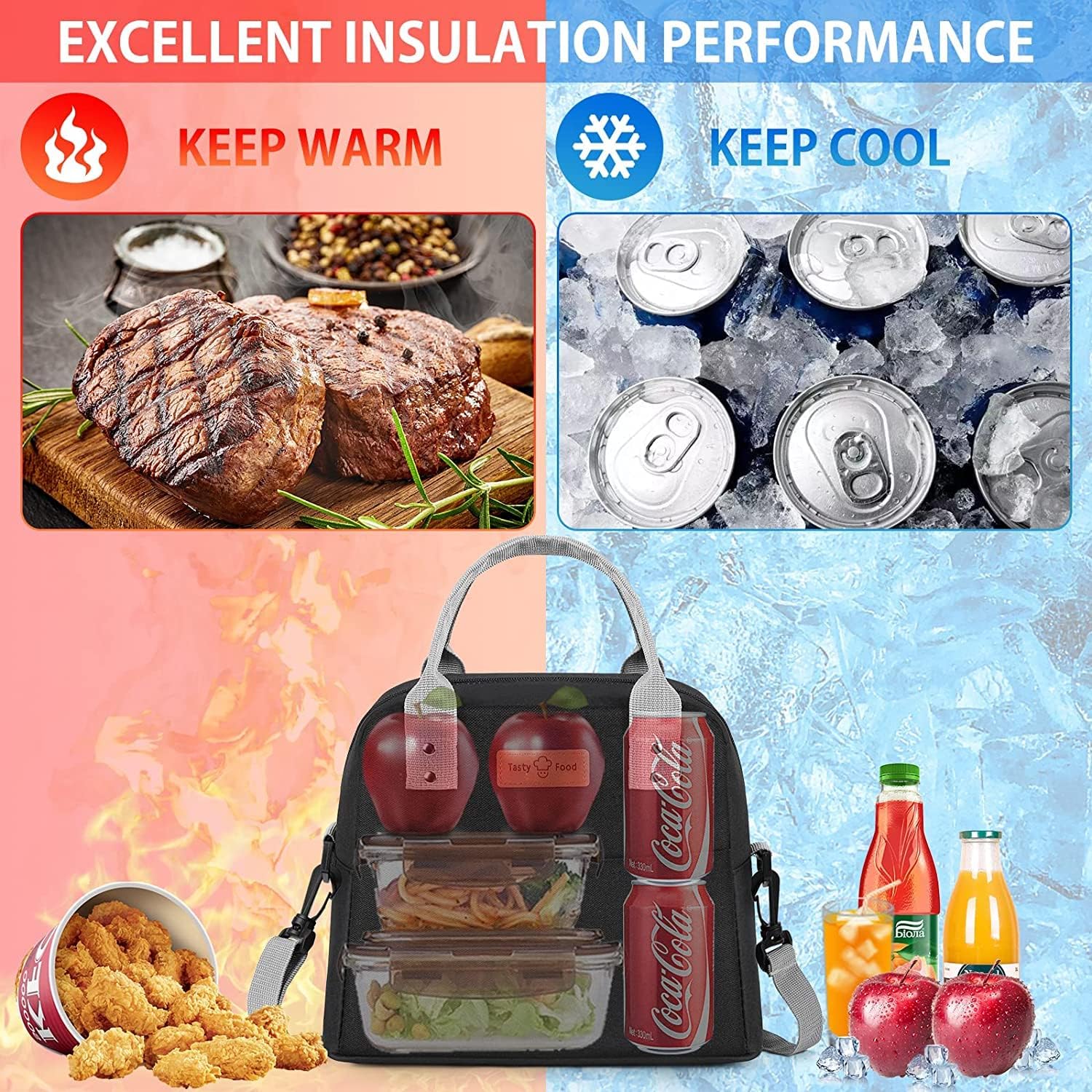 Bolsa de almuerzo multicolor portátil con película de aluminio Bolsa térmica de picnic más fresco