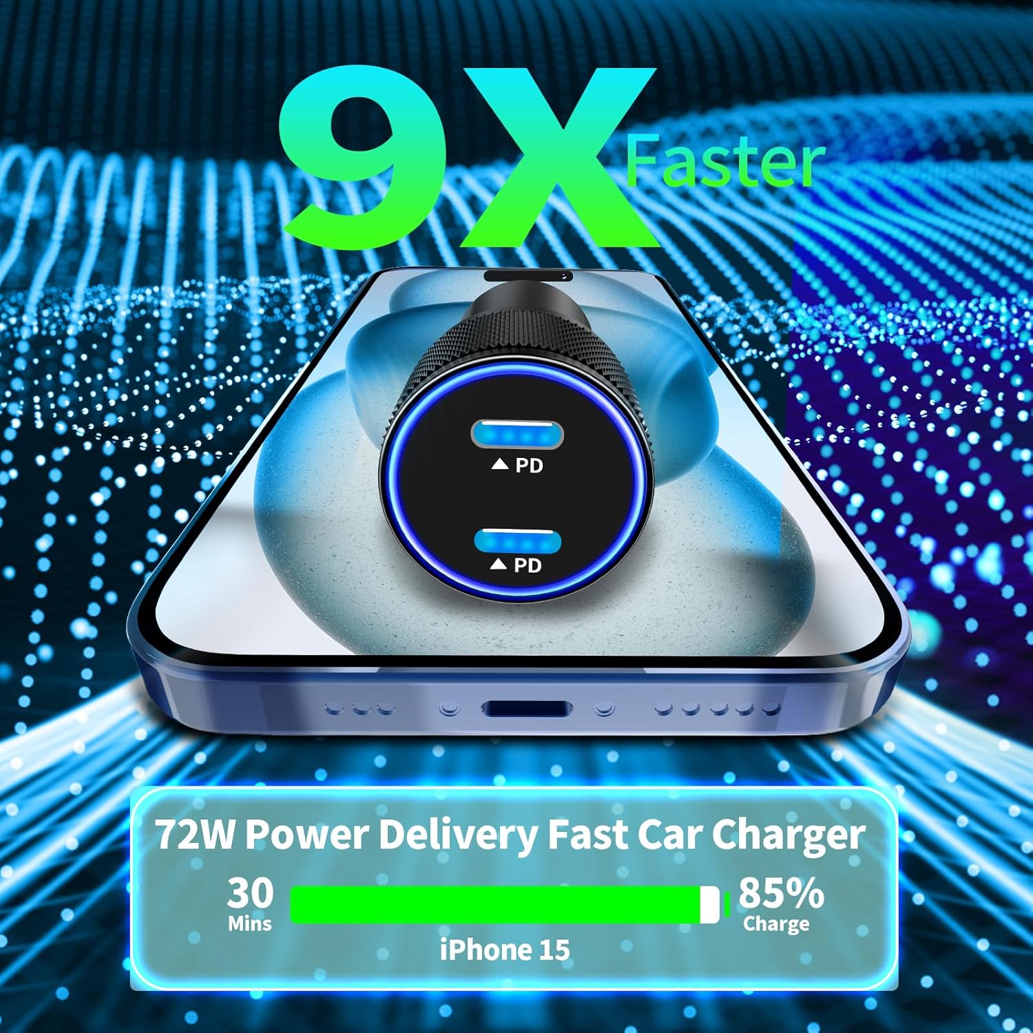 USB-C Car Charger Fast Charging, Linocell 2Pack 72W Dual PD Power Cigarette Lighter Zinc Alloy Type-C Car Charging Adapter for iPhone 1515