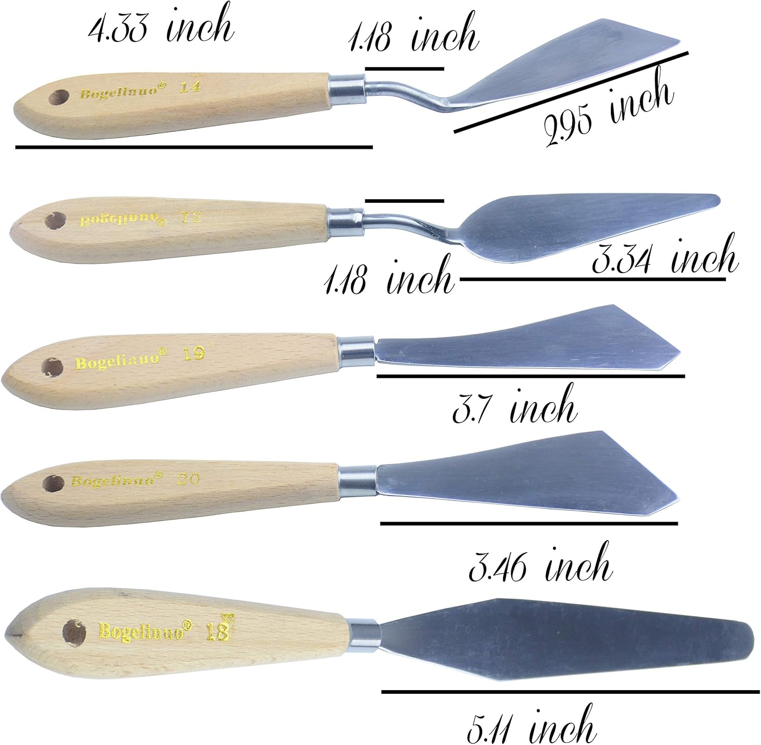 Cuchillo de paleta grande para pintura acrílica, juego de lienzo, espátula, pala, cuchillos de pintura con mango de madera, herramientas de pintura