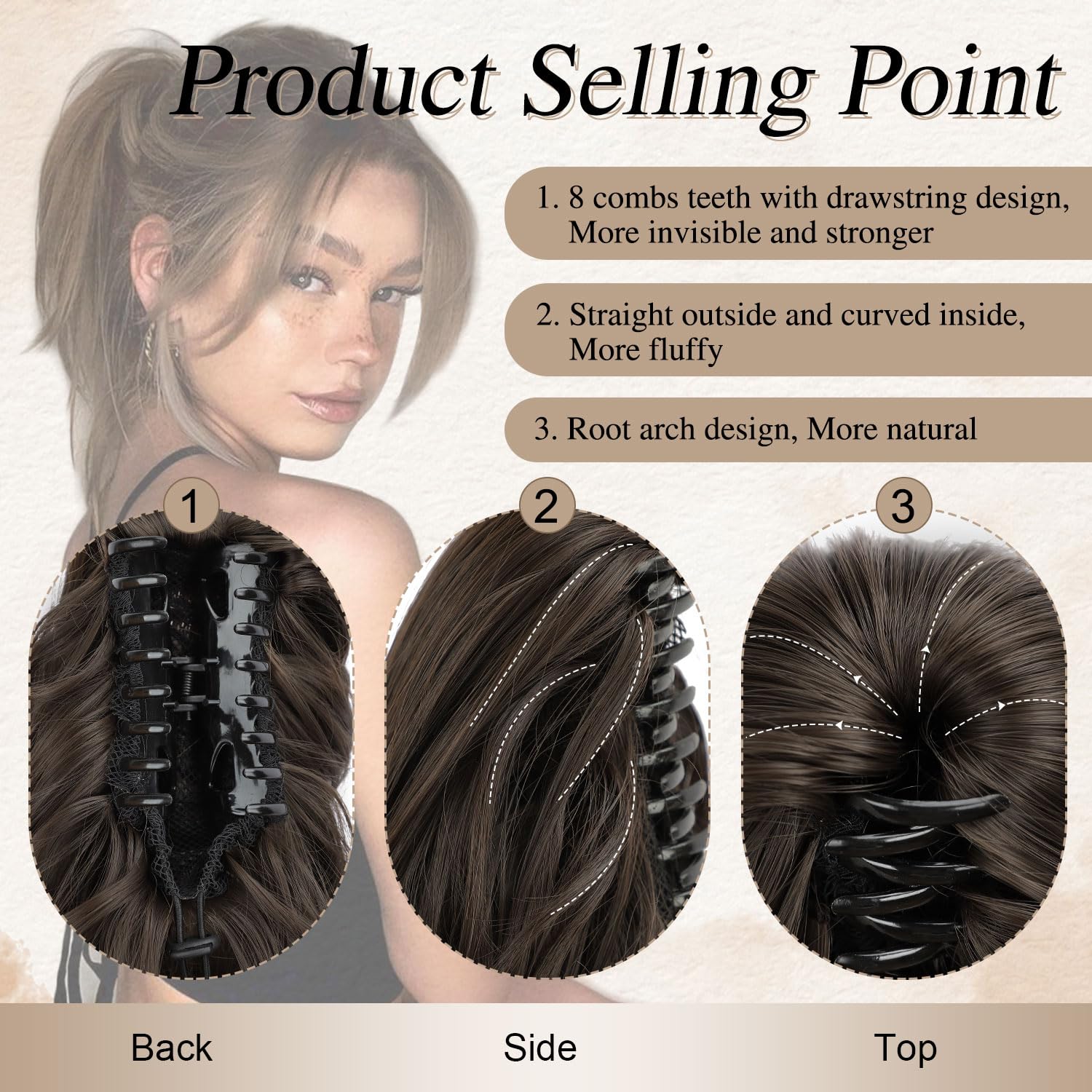 DOROJJ Moño desordenado, moño sintético despeinado, pieza de pelo corto, extensión de pelo sintético con banda de goma elástica, accesorios para