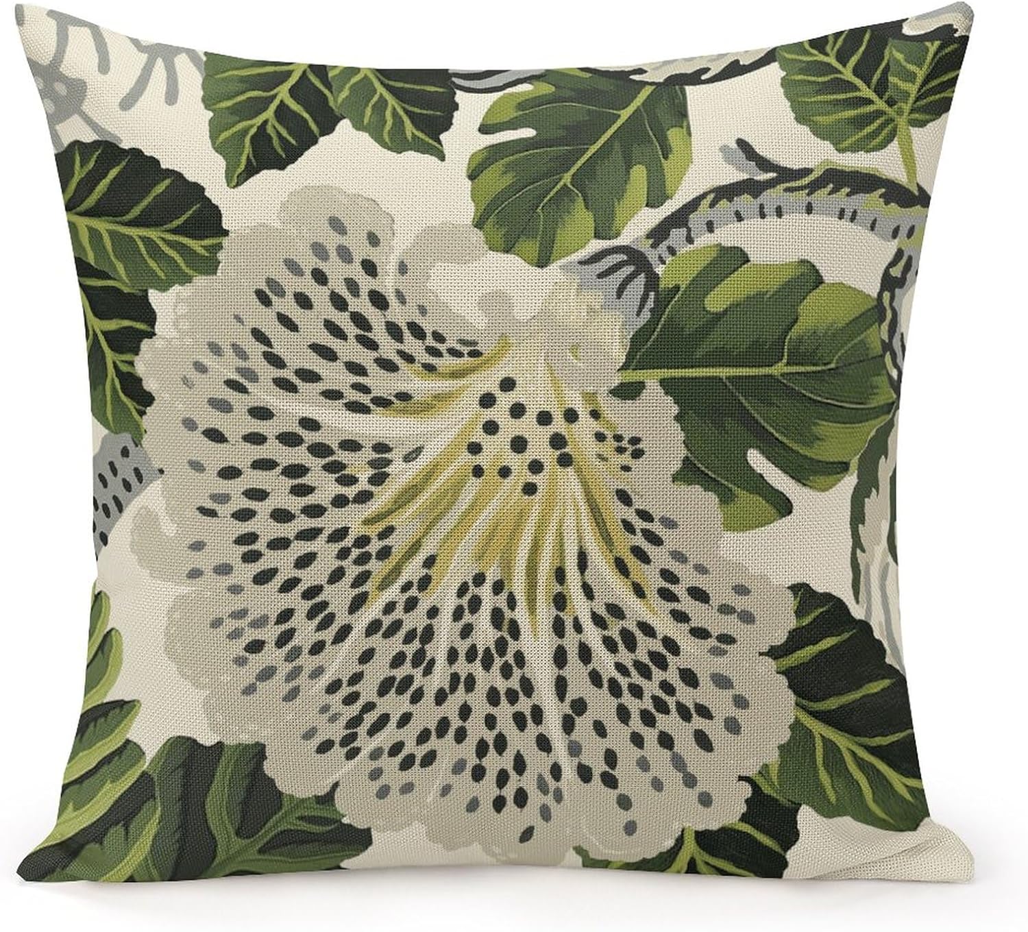Funda de cojín de lino de estilo chinoiserie verde turquesa con cremallera de 18 x 18 pulgadas, fundas de almohada para sala de estar, dormitorio,