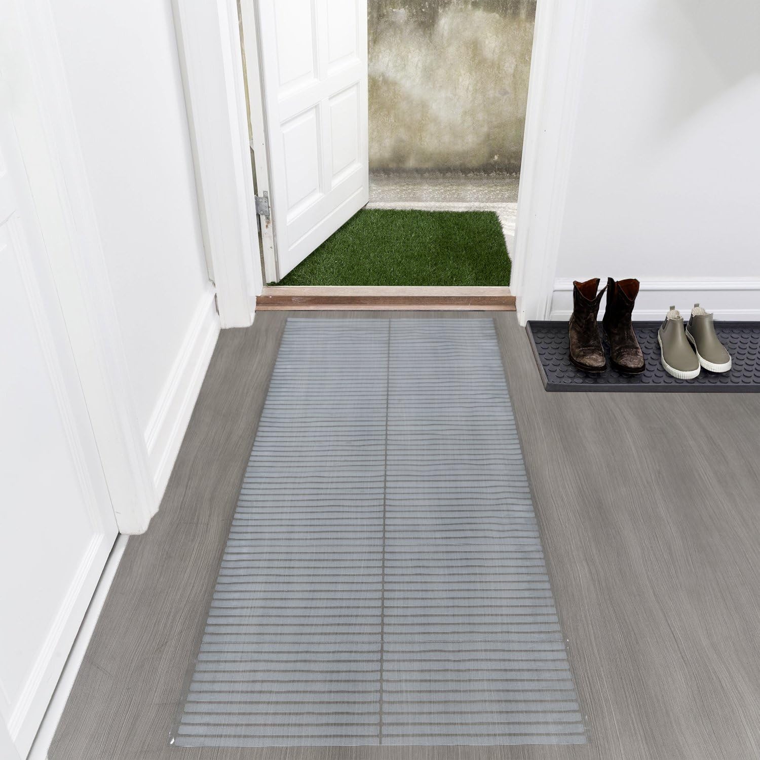 Floor Protector Collection – Alfombra protectora impermeable antideslizante con diseño transparente para interiores, para entrada, patio, pasillo, 2