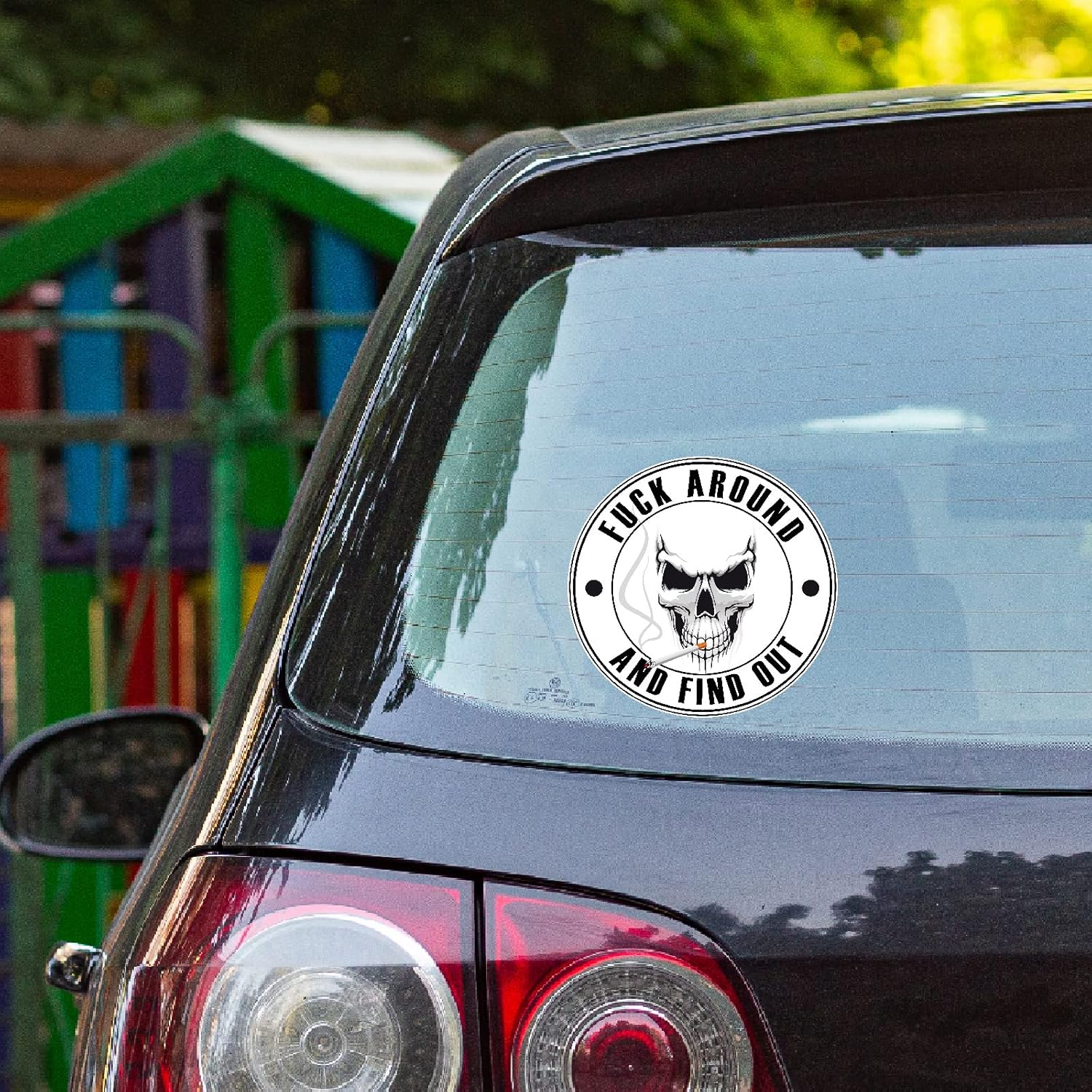 Paquete de 5 calcomanías de calavera con texto en inglés “Fuck Around and Find Out” de 6.1 x 5.9 pulgadas  Letrero extraíble para ventana de auto,