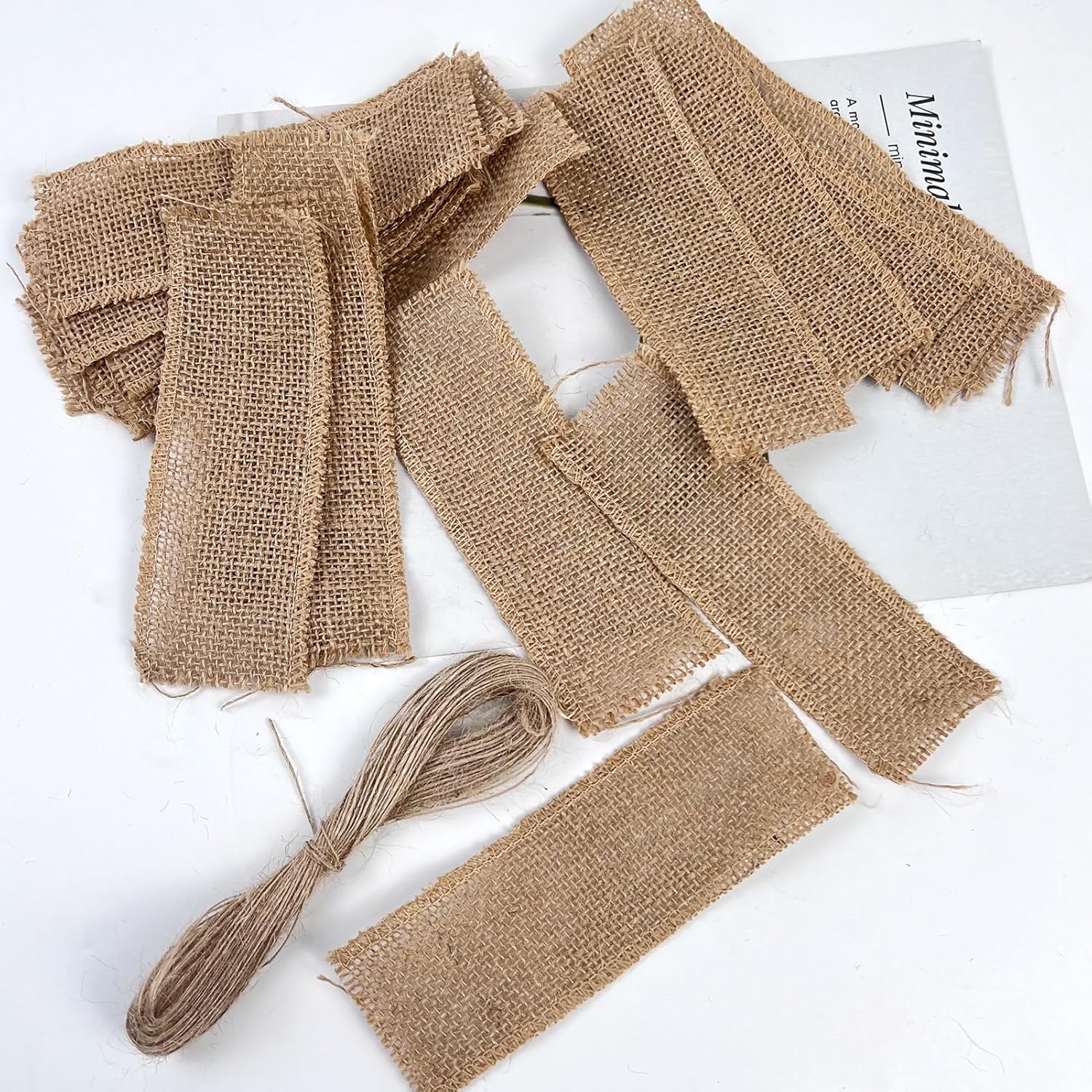 150 servilleteros de arpillera con cuerda de cáñamo, lazos rústicos de yute para servilletas, servilleteros de naturaleza para servilletas, granja,