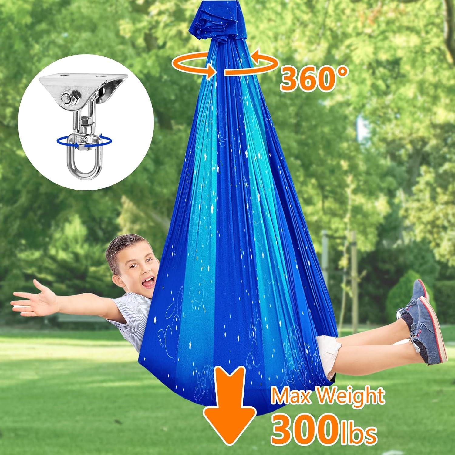 Columpio sensorial de doble capa para niños y adultos con capacidad para hasta 300 libras de terapia en interiores y exteriores, con kit de colgador