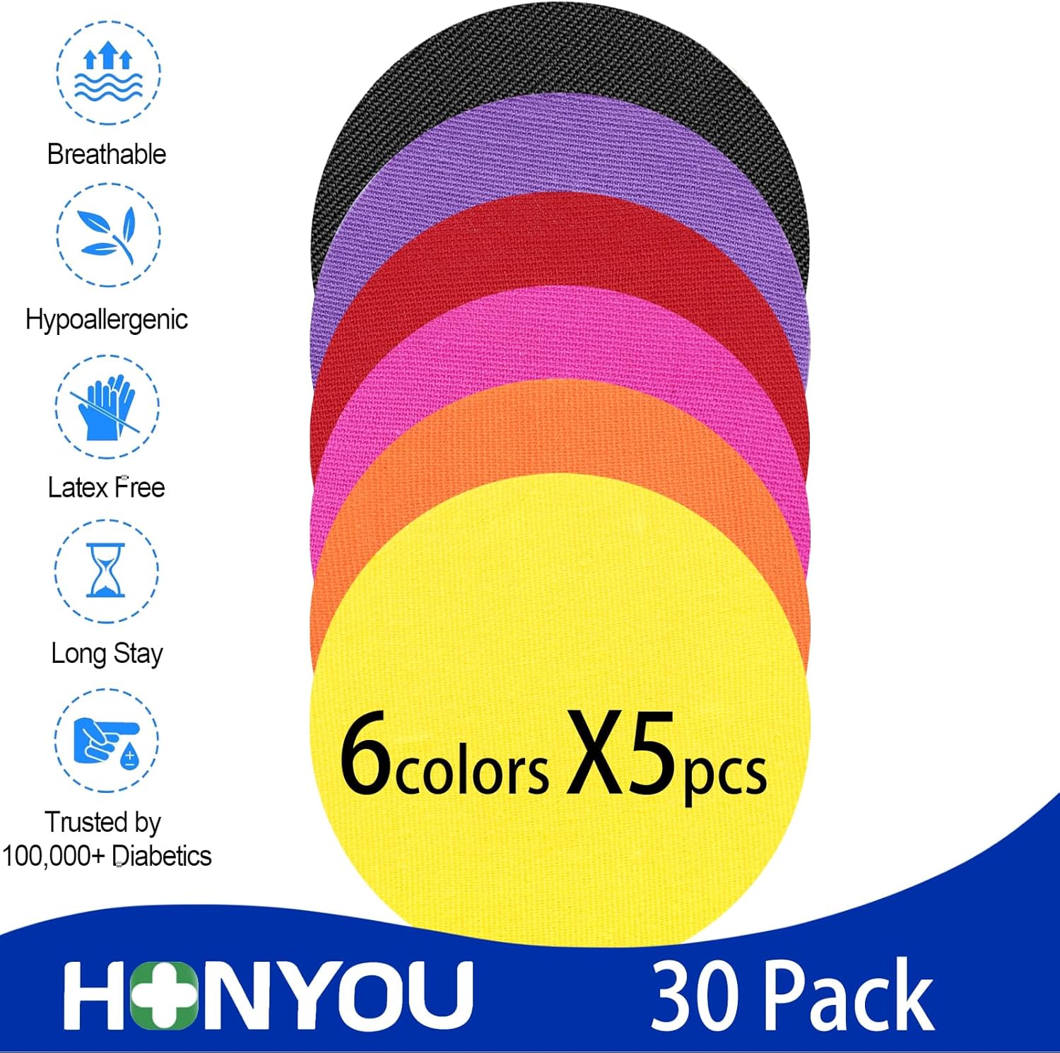 HONYOU Libre – Paquete de 30 fundas para sensores impermeables, parches de sensor de estilo libre de 14 días para Enlite Medtronic Guardian CGM