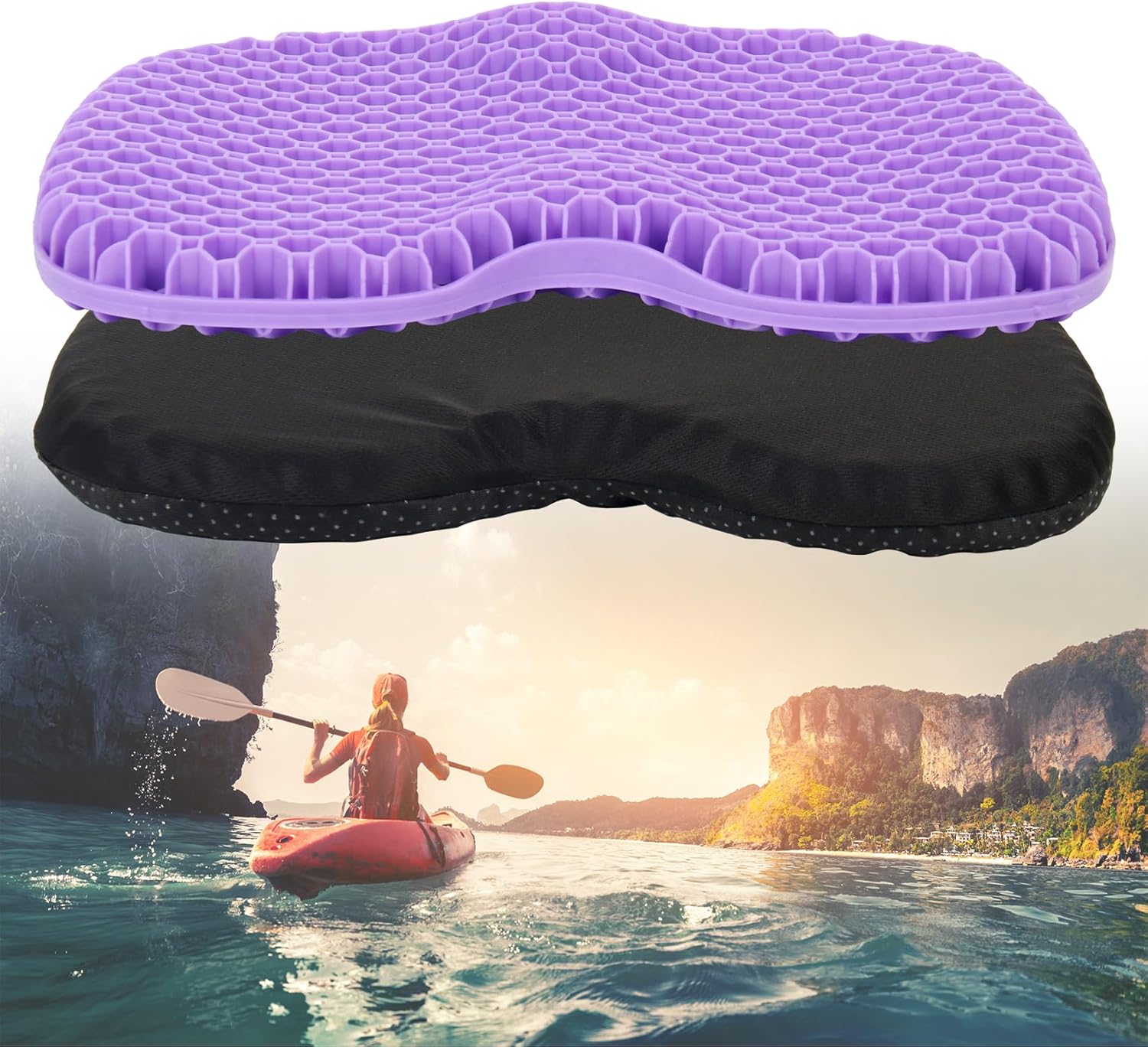 Cojín de asiento de gel para kayak, antideslizante, impermeable, grueso, para sentarse en silla de kayak, accesorios de kayak para kayak de pesca,