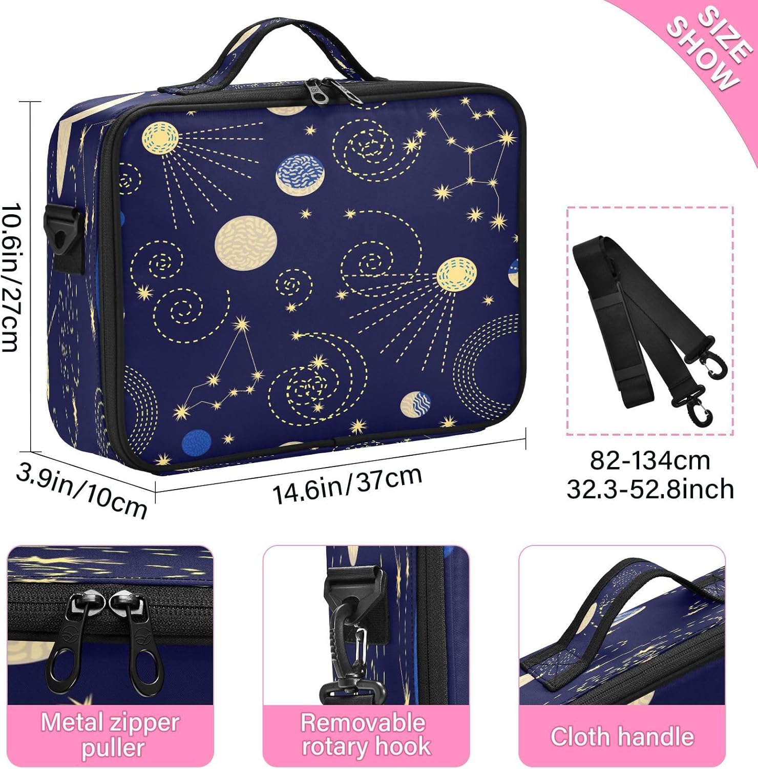 Abstract Space Navy Blue cosmetic bag makeup make up travel bag with compartments makeup bag organizer cosmetiquera de viaje para hombre for women
