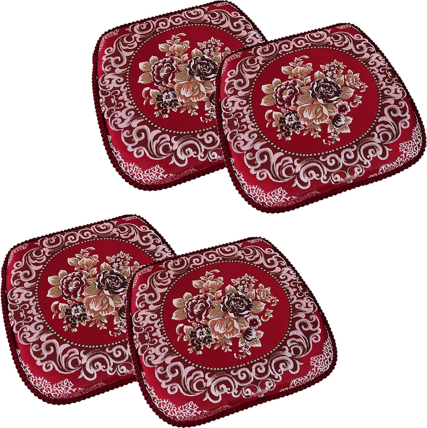 JREDDI Juego de 4 cojines para sillas de comedor, cojines para sillas de cocina, estilo círculo, flores, cojines para sillas de comedor,