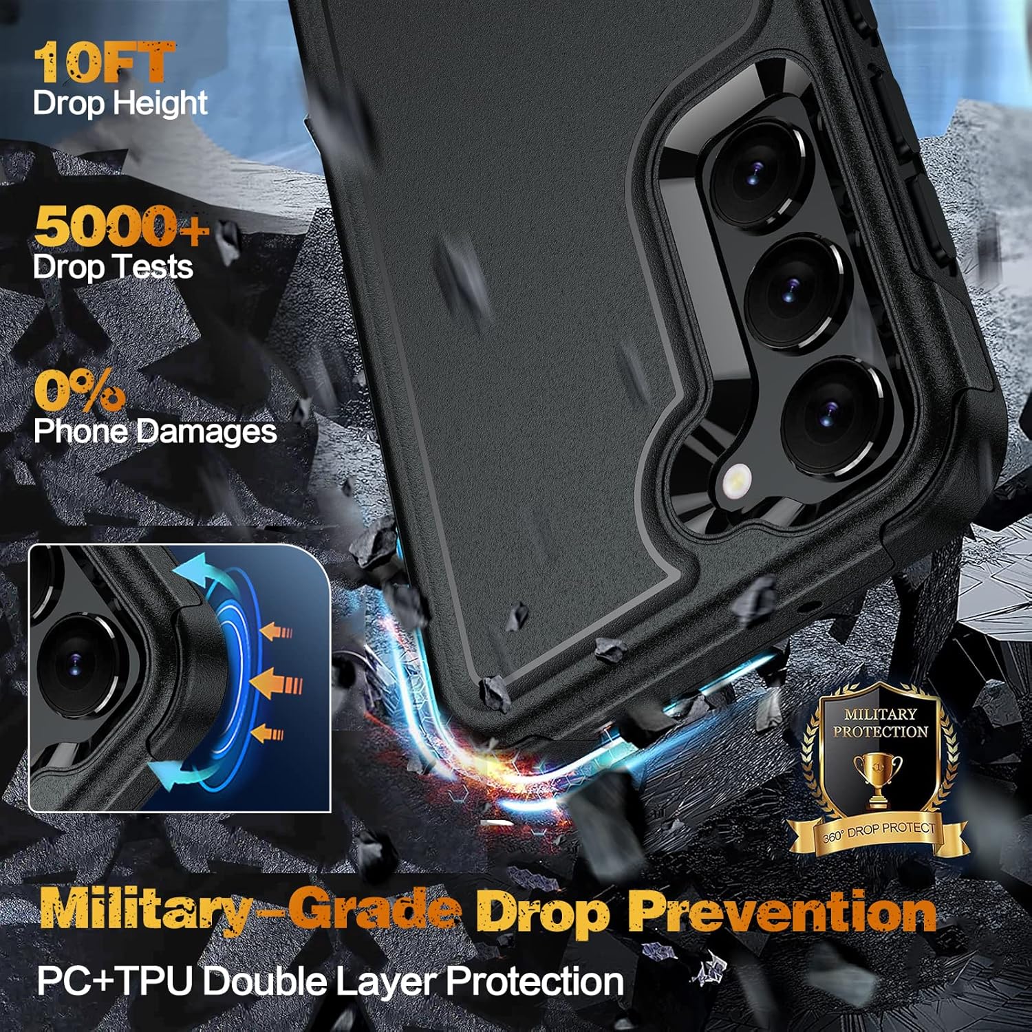 Oneagle Funda para Samsung Galaxy S23, no para S23+ Samsung S23 5G con 1 protector de pantalla y 1 protector de lente Funda resistente a prueba de