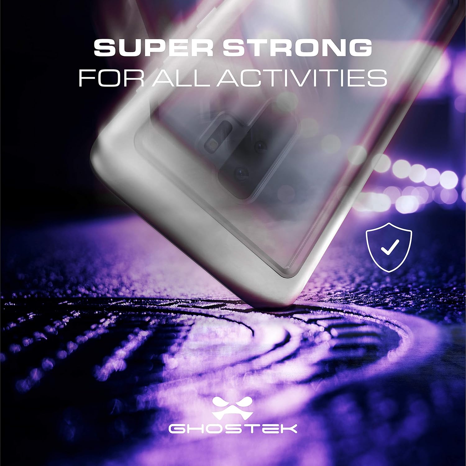 Ghostek Atomic – Funda delgada para Galaxy S9 Plus transparente con parachoques de metal espacial, súper resistente, protección a prueba de golpes,