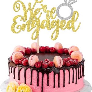 1 anillo de diamantes con purpurina para decoración de tartas con la frase “We Engaged”, decoración para bodas, compromisos, fiestas temáticas, 1 anillo de diamantes con purpurina para decoración de tartas con la frase “We Engaged”, decoración para bodas, compromisos, fiestas temáticas,