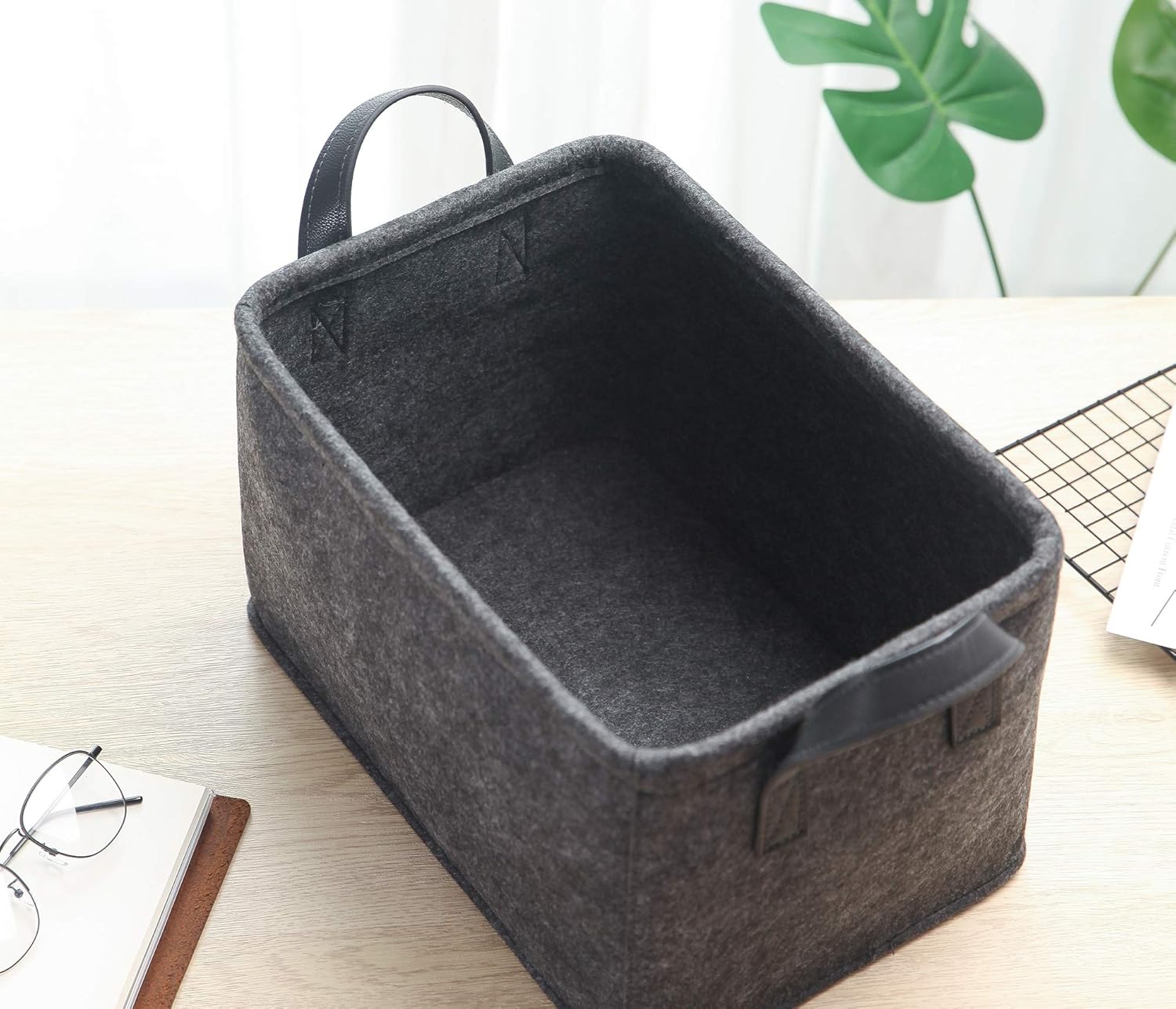 Cestas de almacenamiento plegables de fieltro con asas de metal para juguetes, habitación de niños, ropa, toallas y revistas, cajas organizadoras,