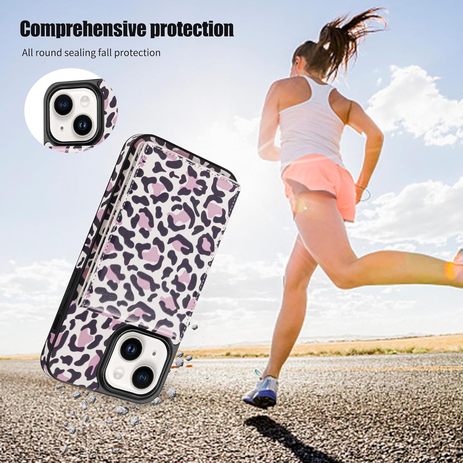 Asuwish Funda para iPhone 15 Plus de 6.7 pulgadas, funda tipo cartera con protector de pantalla, soporte para tarjeta RFID, soporte de ranura para