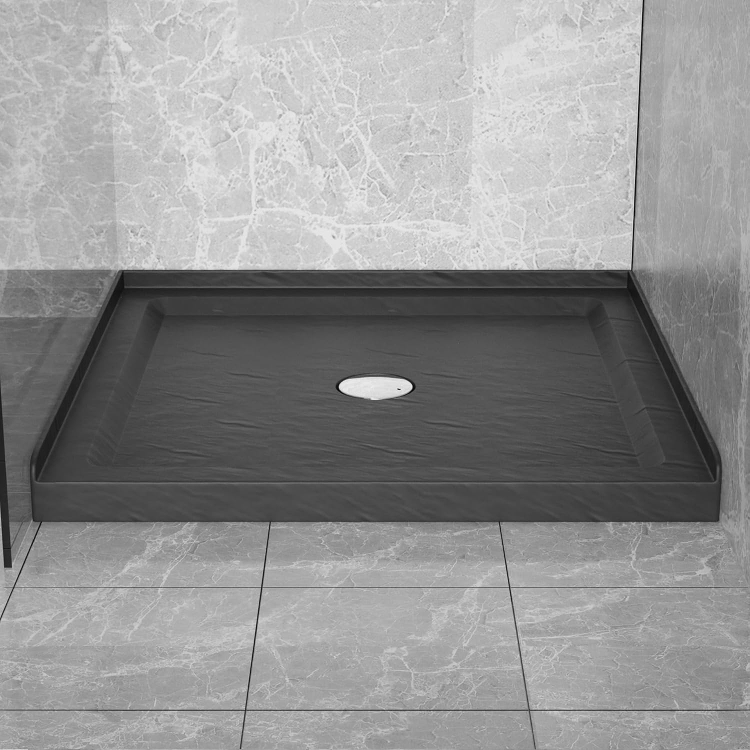 Goodyo Base de ducha de 36 x 36 pulgadas, base de ducha de 3.5 pulgadas de altura antideslizante de acrílico de un solo umbral, color negro pizarra