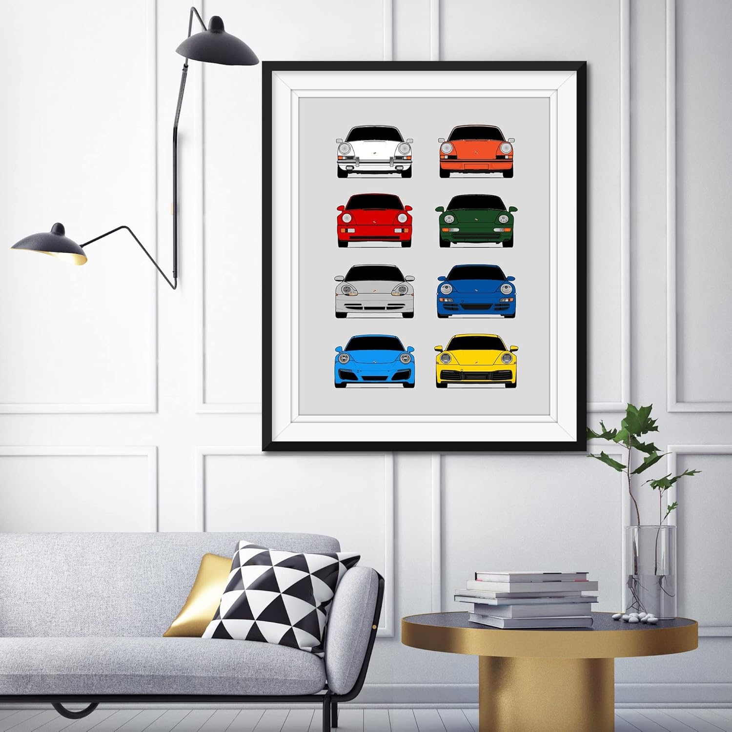Porsche 911 Generations Inspired Car Poster – Handmade Print of 901, G Series, 964, 993, 996, 997, 991, 992 – Multi, 24×36″ Metallic Print