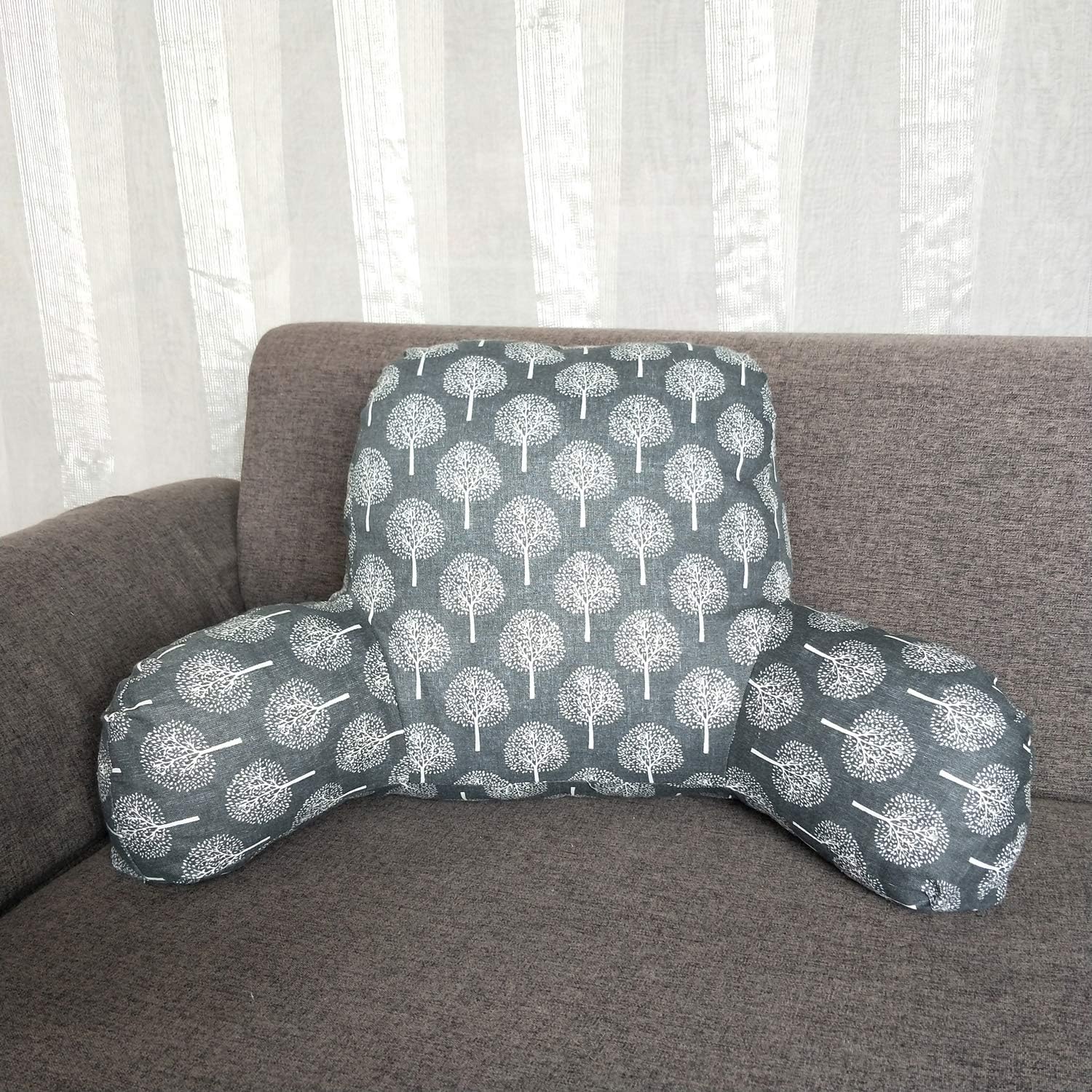 XSlive Almohada de lectura estampada bohemia con brazos de apoyo, almohada suave para descansar en la cama, cojín de apoyo para la espalda para