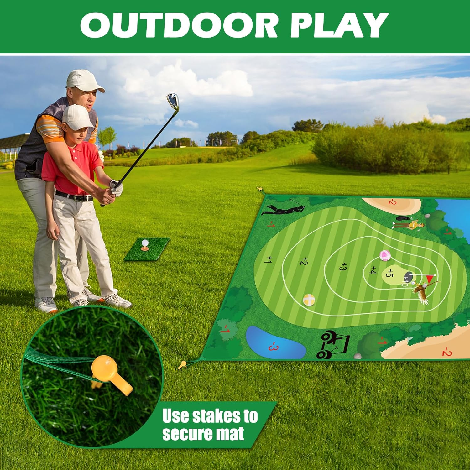 Alfombrilla de juego de astillado de golf, tapetes de práctica de golf para interiores y exteriores, juegos para adultos y familia, juego de golf