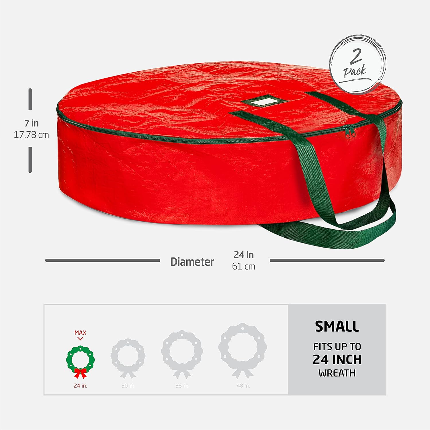ZOBER Bolsa de almacenamiento de corona de Navidad  Bolsa de almacenamiento de tela resistente al agua con doble cremallera para coronas