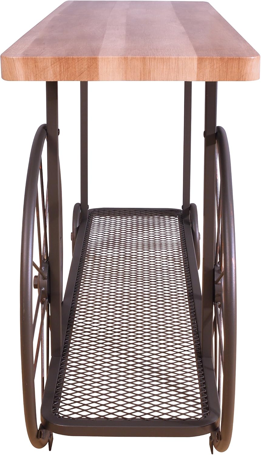 Acme Francie – Consola rectangular de madera con estante en roble y gris antiguo