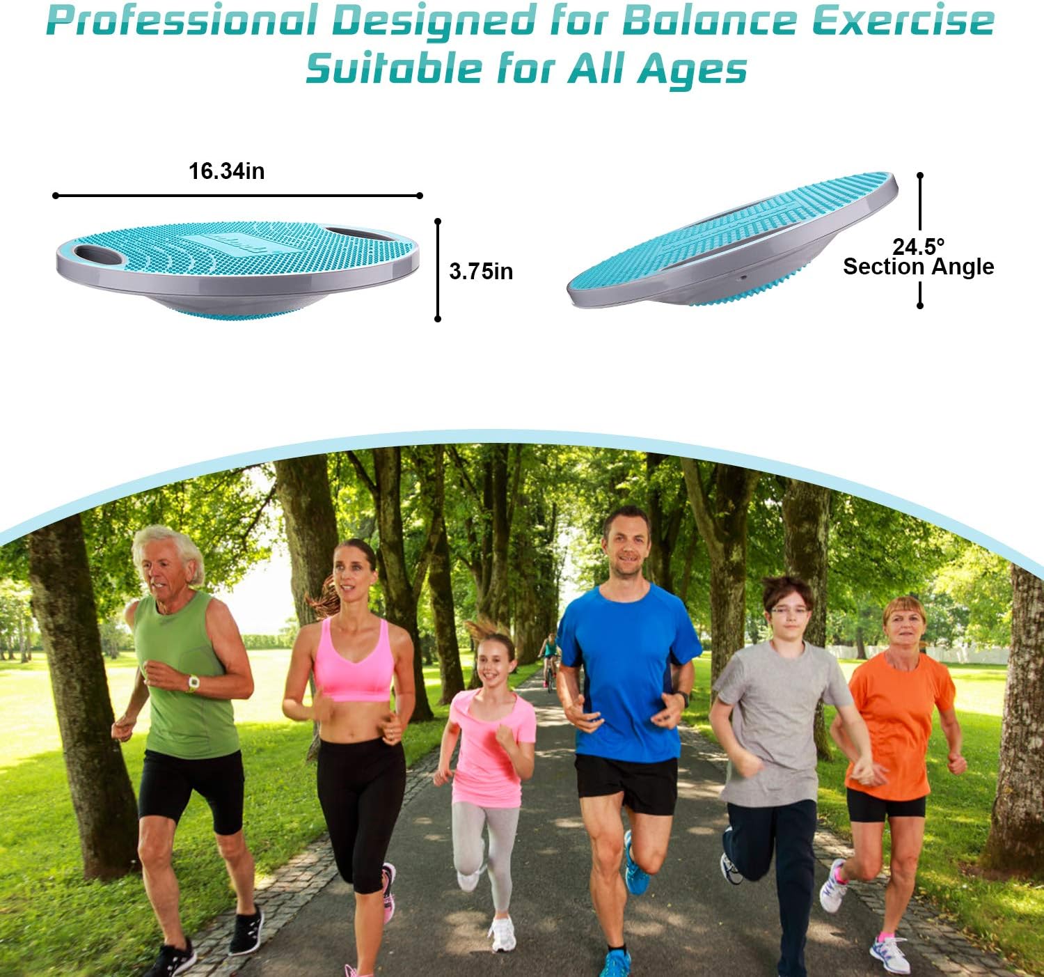 NALANDA Tabla de equilibrio oscilante, entrenador básico para entrenamiento de equilibrio y ejercicio, material saludable antideslizante TPE Bump