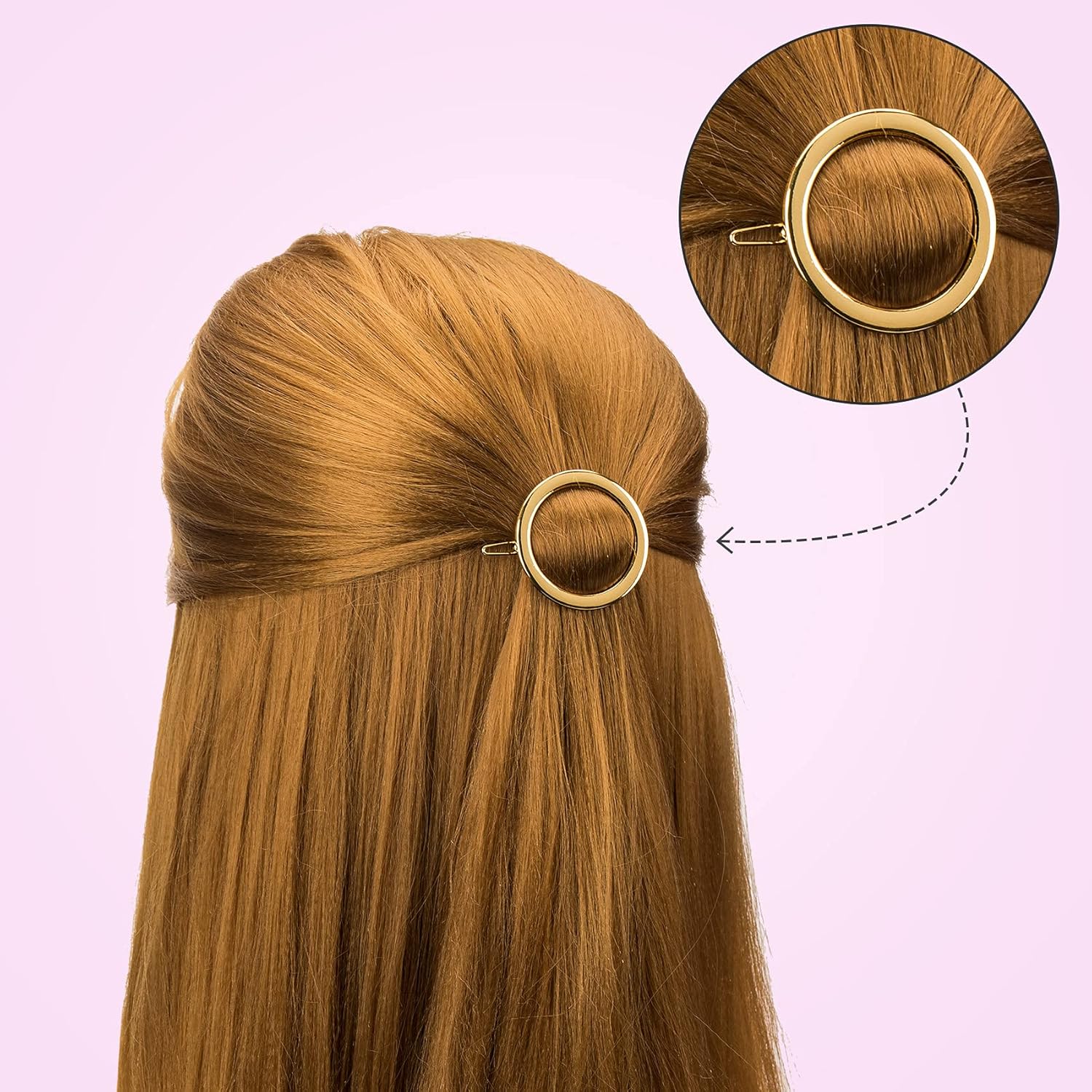 PAGOW 4 pinzas minimalistas para el cabello para mujer, aros huecos dorados y plateados, círculos redondos, geométricos, de metal, delicados,