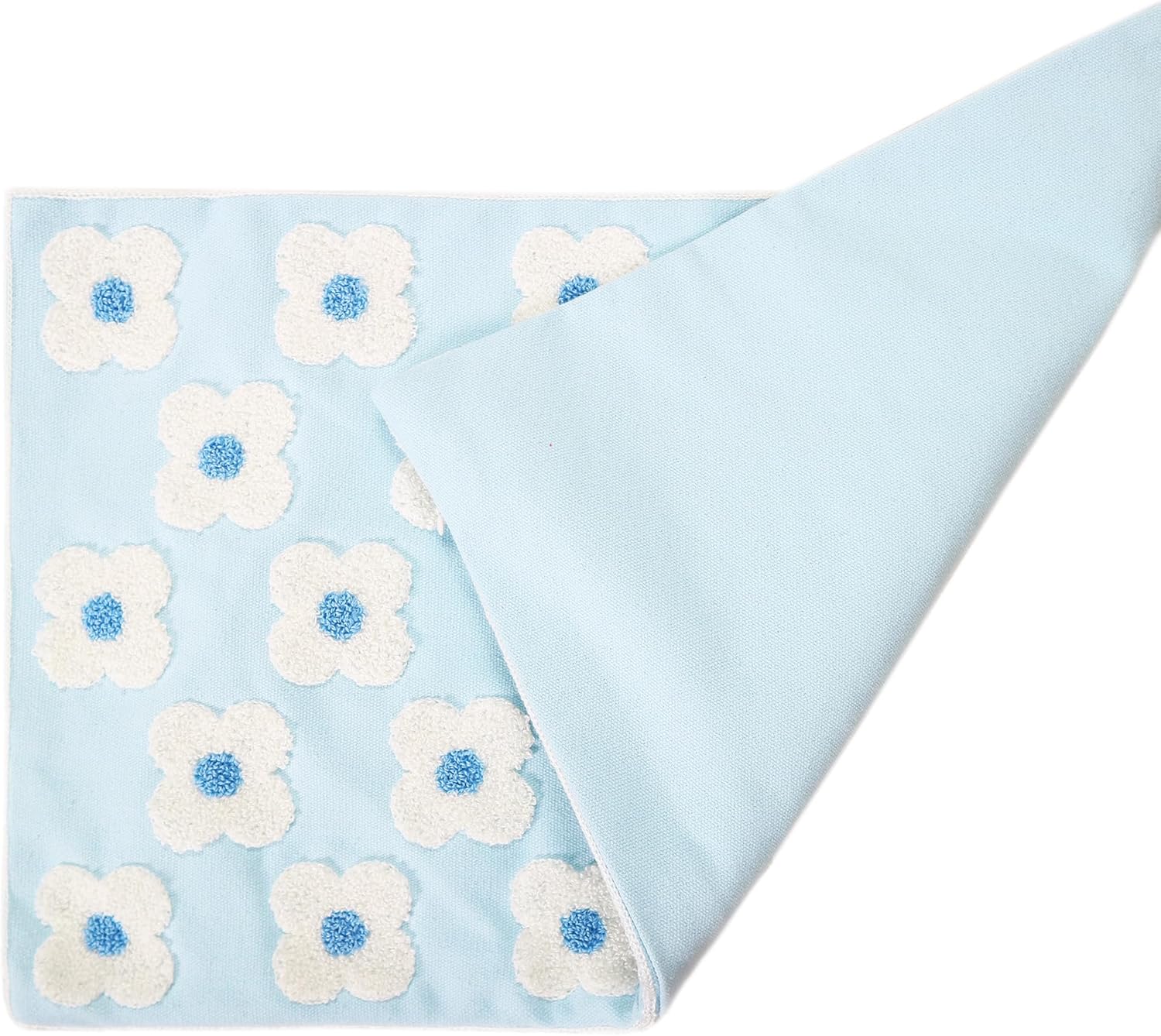 Funda de almohada bordada de 12 x 20 pulgadas, diseño floral azul claro, decoración del hogar, funda de almohada bordada de lona de algodón gruesa